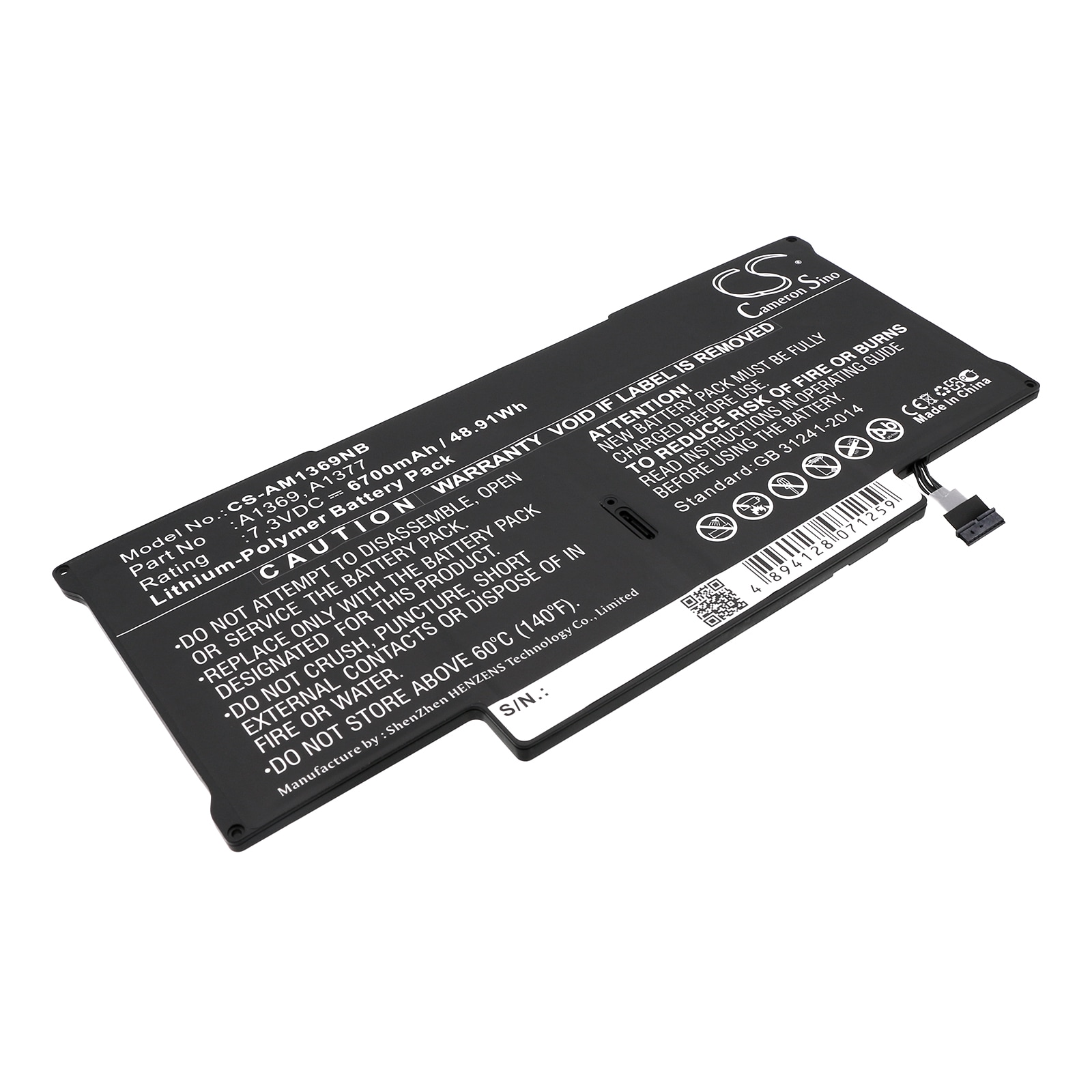 Batteri til notebook, laptop til Apple Macbook Air 13.3" A1369 og andre