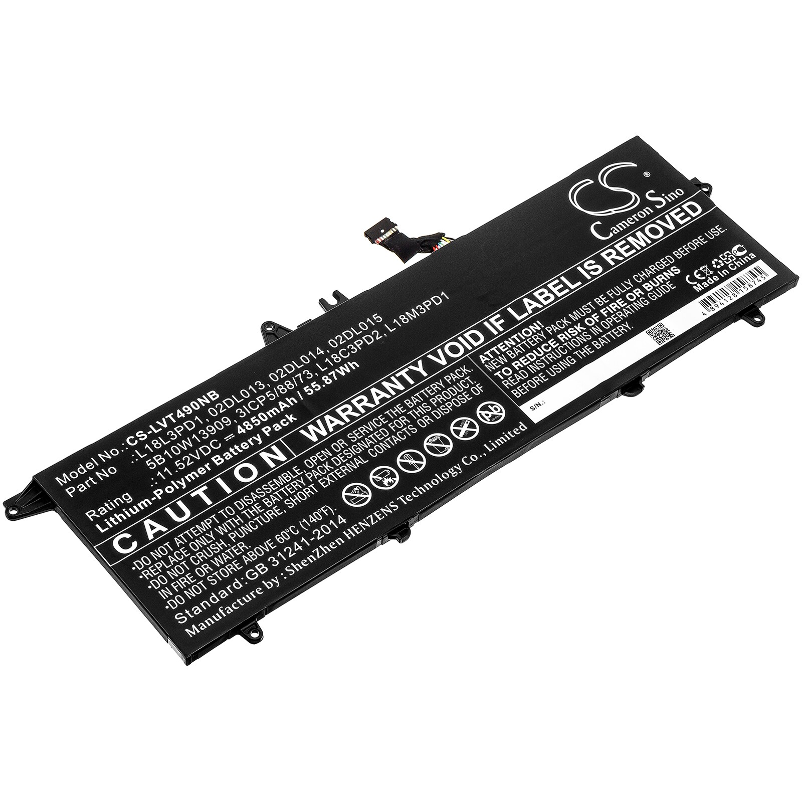Batteri til notebook, bærbar computer til Lenovo ThinkPad T490s (20NX0015CD) og andre.