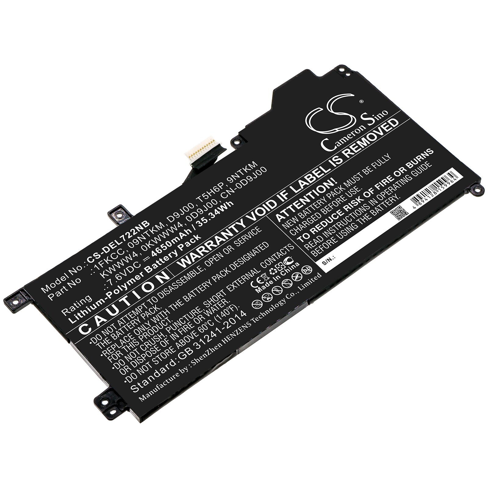 Batteri til notebook, bærbar computer til DELL Latitude 7200 2-i-1