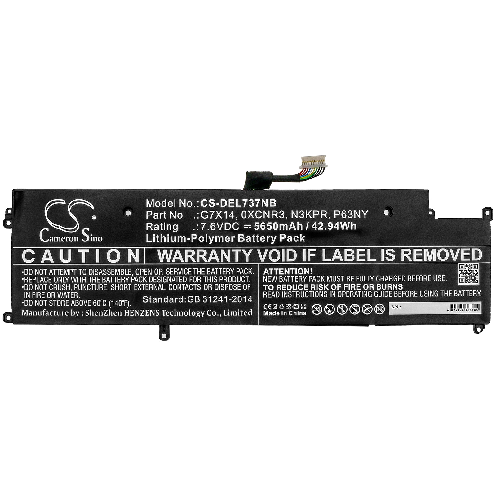 Batteri til notebook, bærbar computer til DELL Latitude E7370, Latitude 13 7370