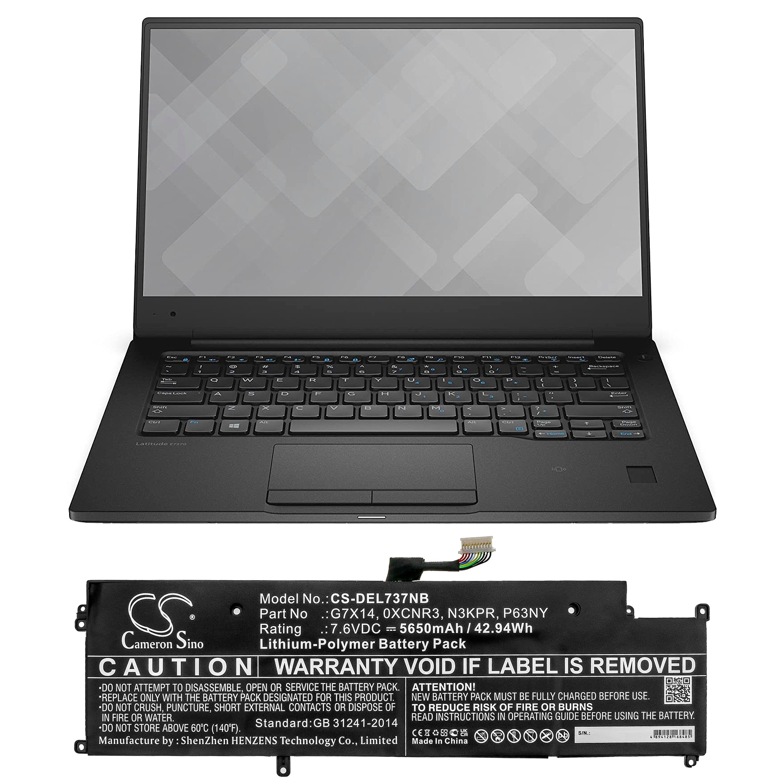 Batteri til notebook, bærbar computer til DELL Latitude E7370, Latitude 13 7370