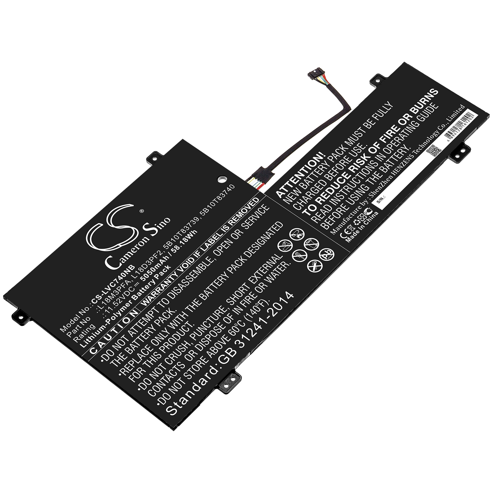 Batteri til notebook, bærbar computer til Lenovo Yoga C740, Yoga C740-15IML