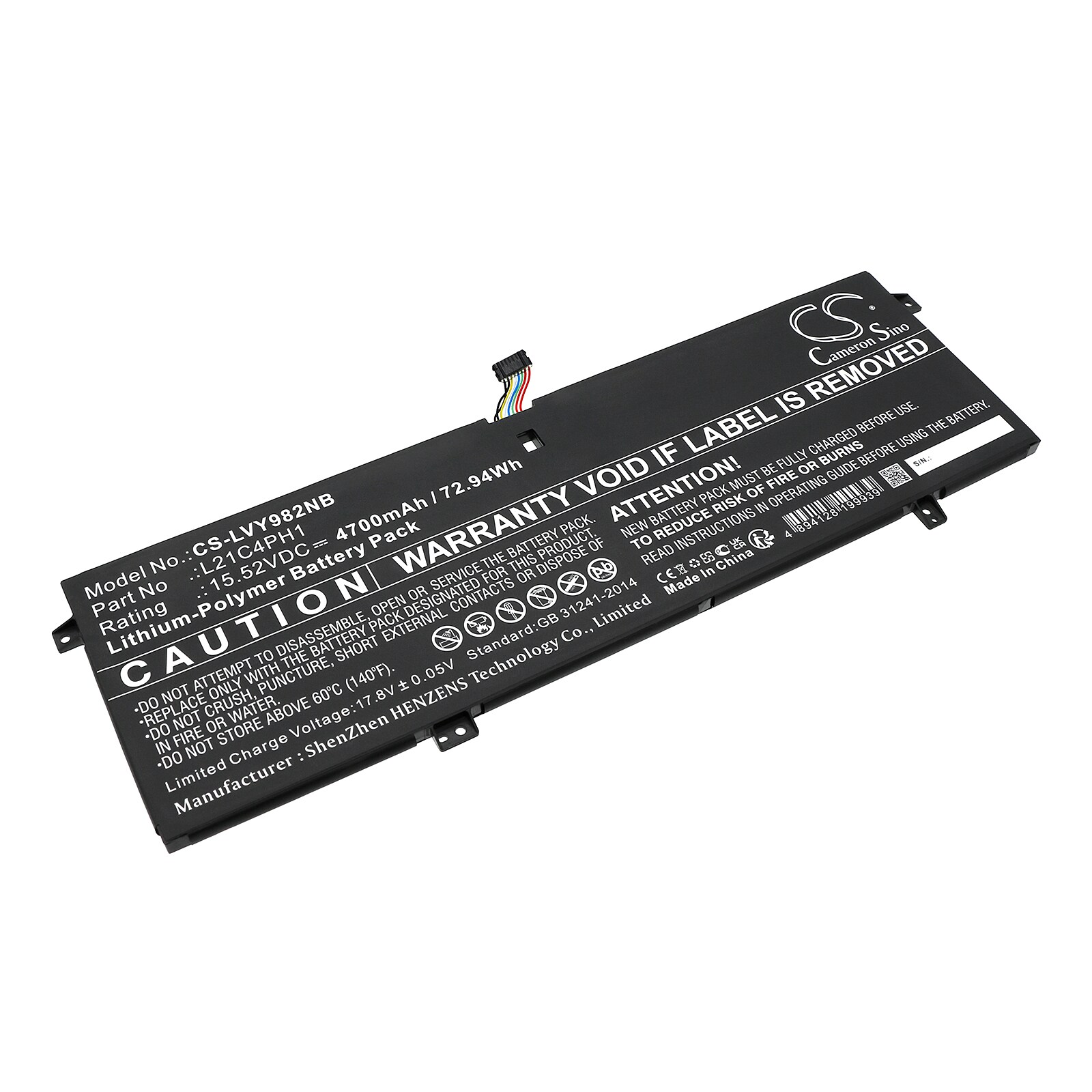 Batteri til notebook, bærbar computer til Lenovo Yoga Slim 9 14IAP7 82T0001ETA og andre.