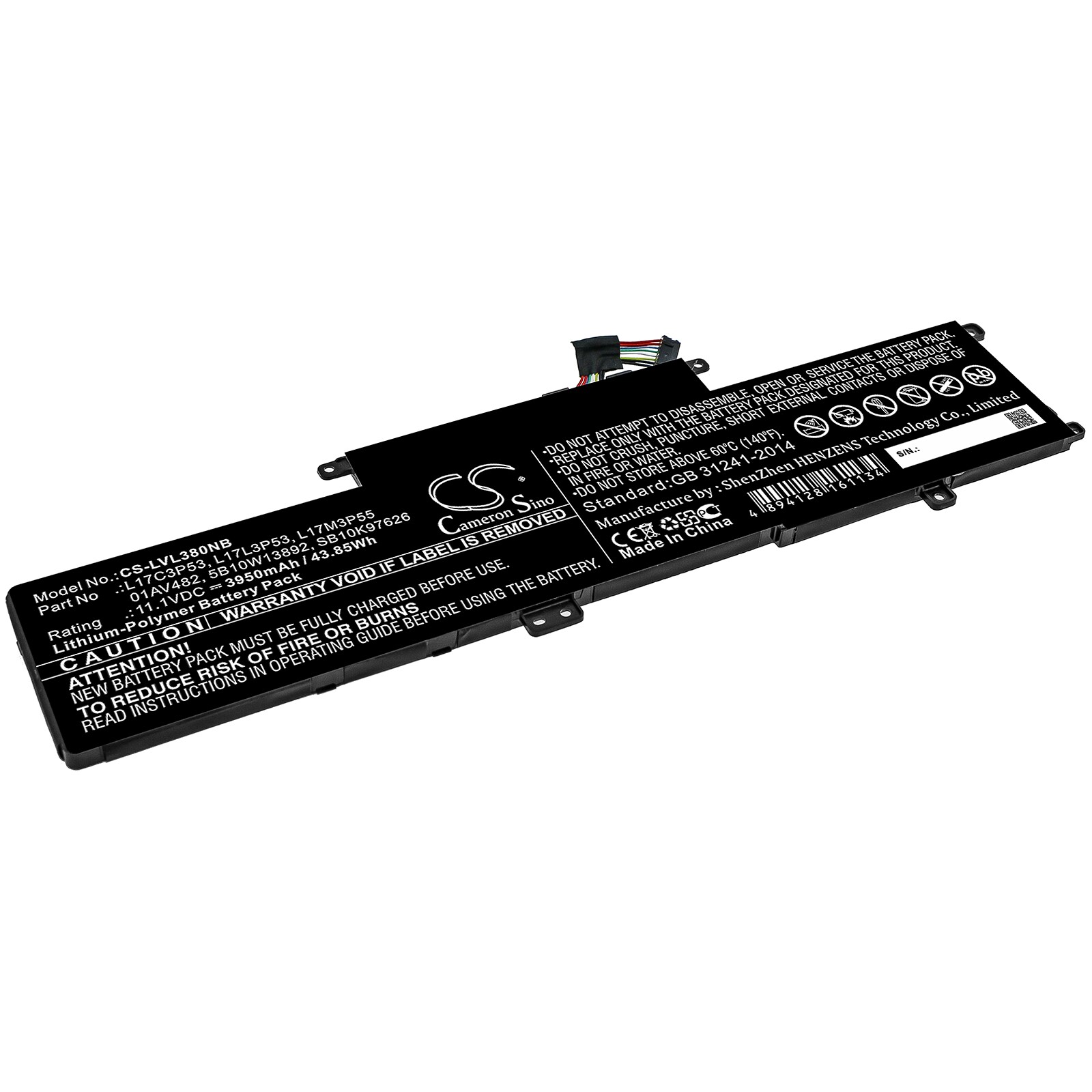 Batteri til notebook, bærbar computer til Lenovo Yoga L390, ThinkPad L380 og andre.