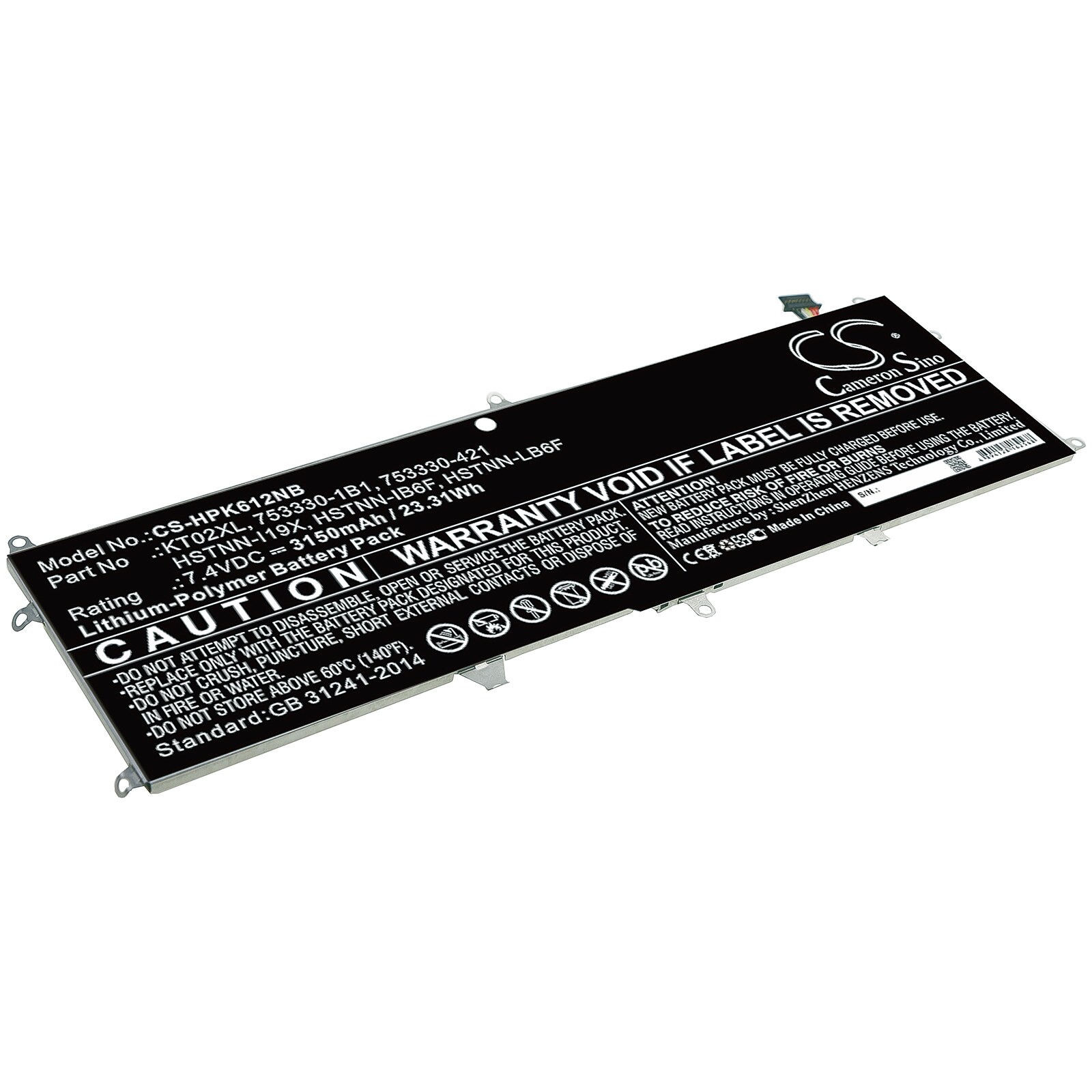Batteri til notebook, bærbar computer til HP Pro X2 612 G1 tastatur