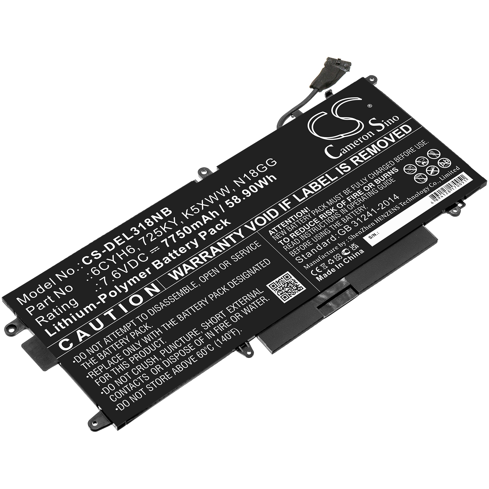 Batteri til notebook, bærbar computer til DELL N003L7390-C-D1606FTCN, Latitude E5289 og andre