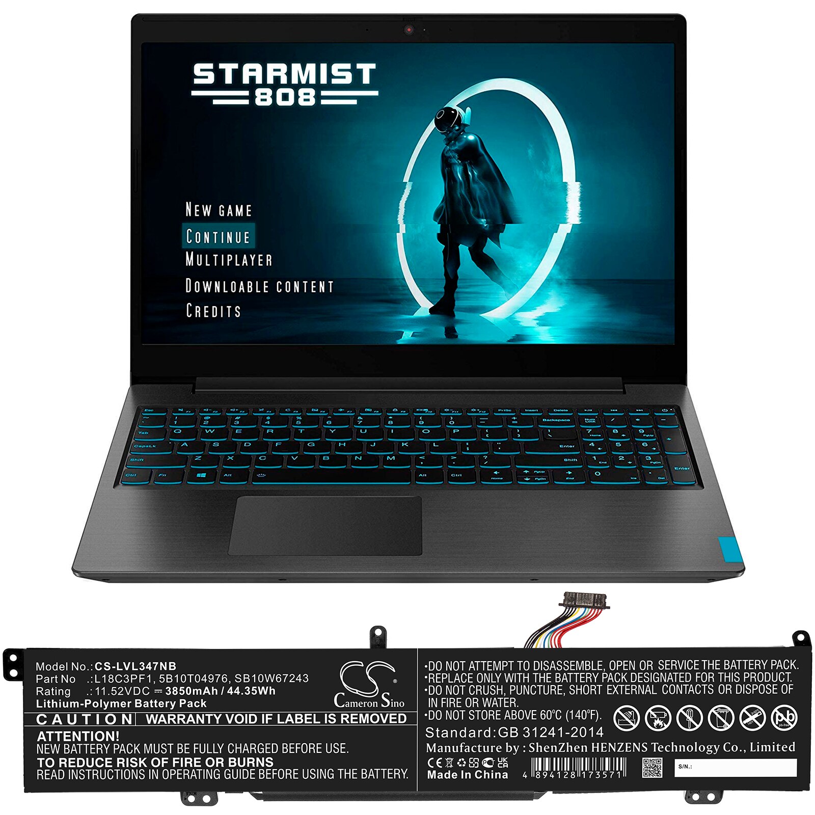 Batteri til notebook, bærbar computer til Lenovo Ideapad L340 17 Gaming og andre