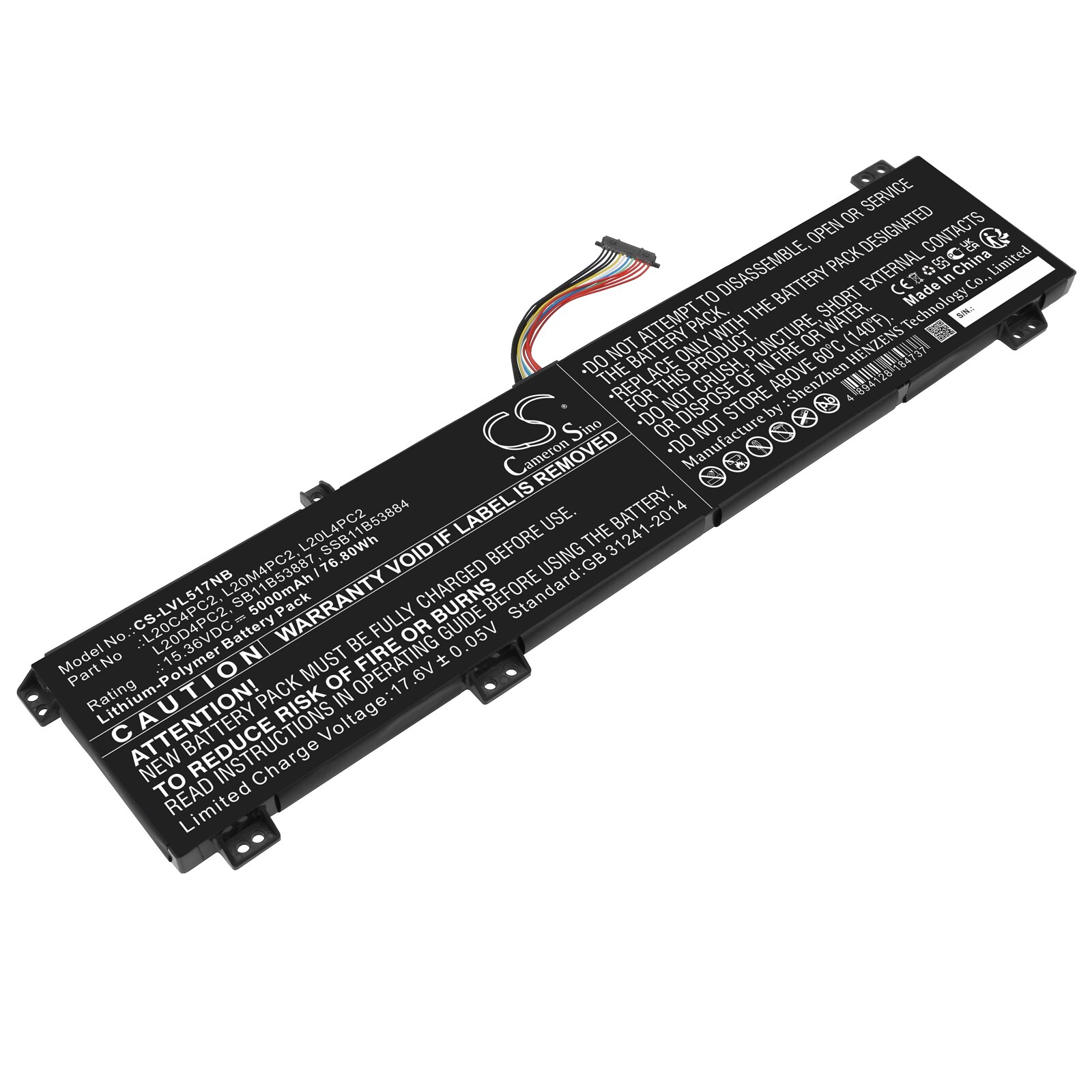 Batteri til notebook, bærbar computer til Lenovo Legion 5 17ACH6H-82JY00GMMX og andre.