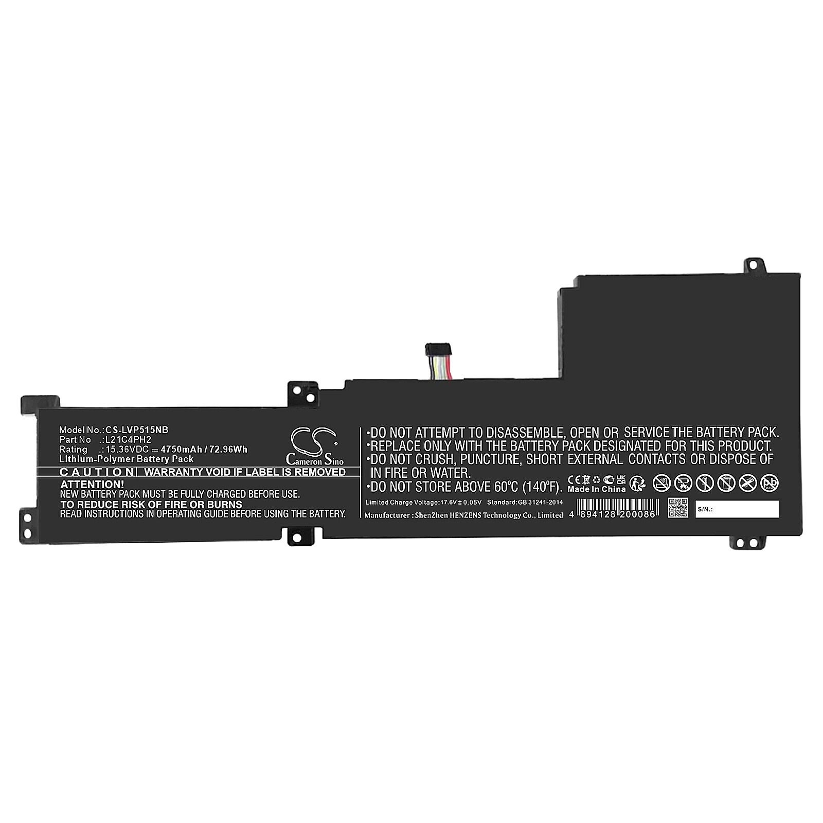 Batteri til notebook, bærbar computer til Lenovo IdeaPad 5-15IIL05