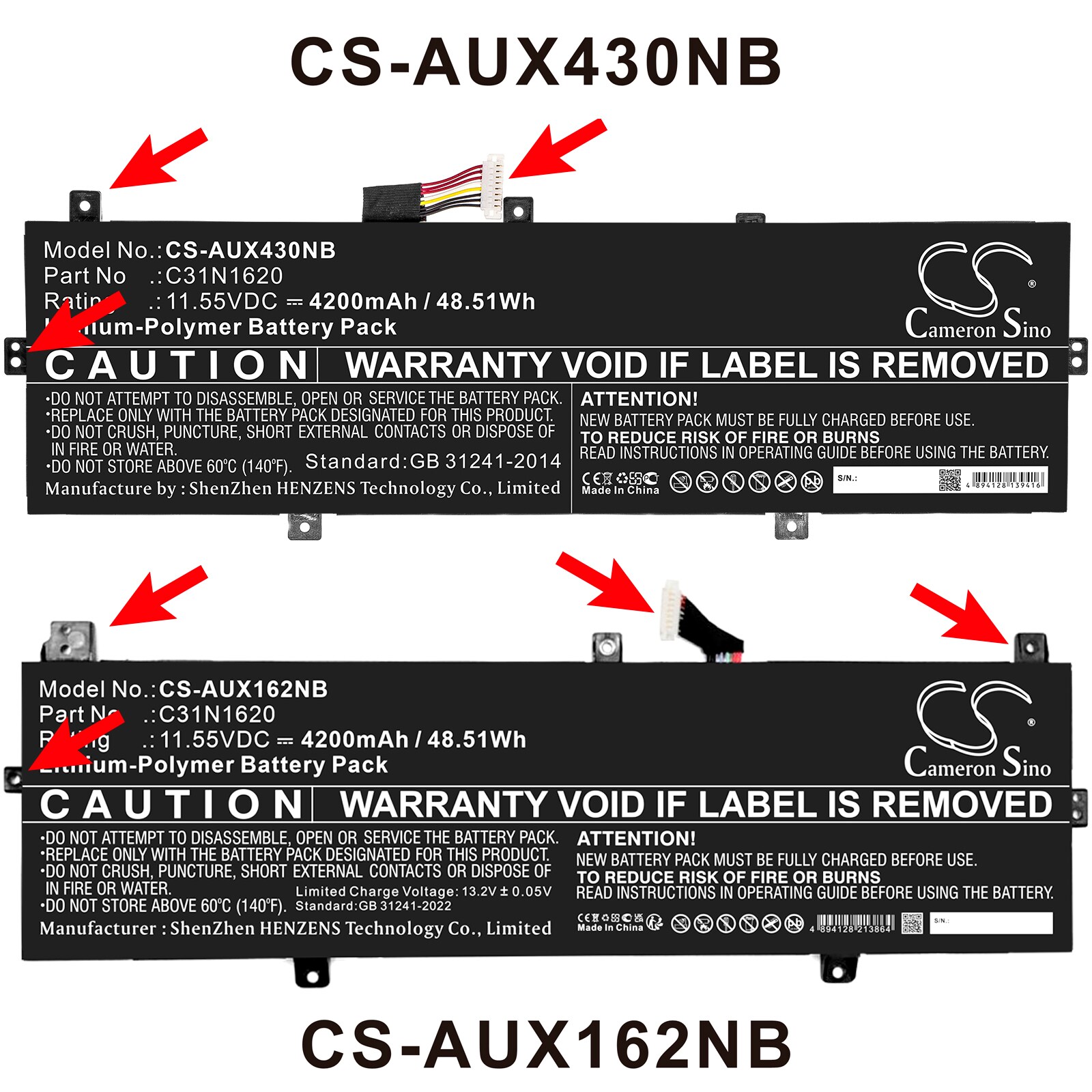 Batteri til notebook, laptop til Asus BX430, BX430UA, BX430UQ og andre.