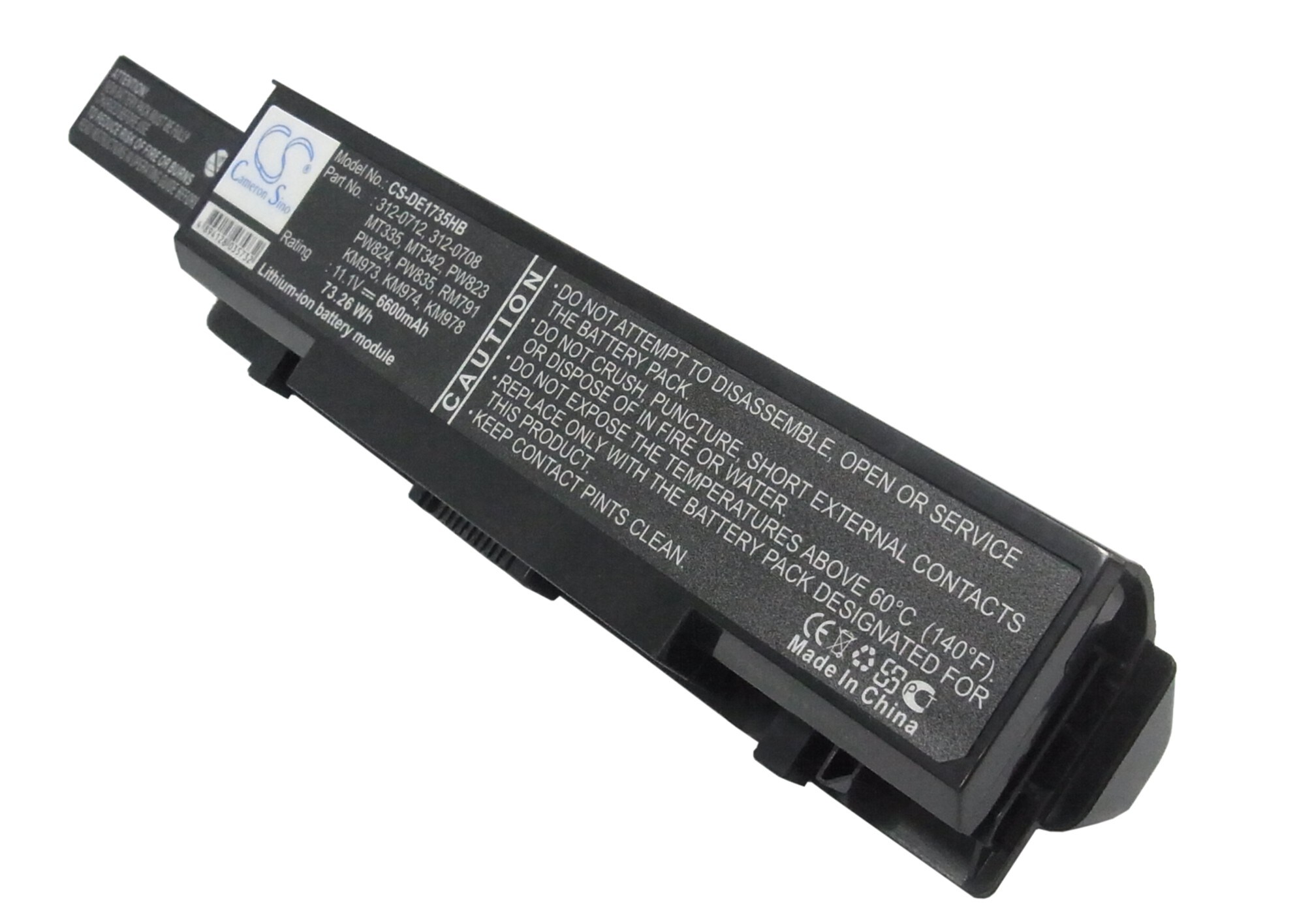 Batteri til notebook, bærbar computer til DELL Studio 1735, Studio 1736, Studio 1737
