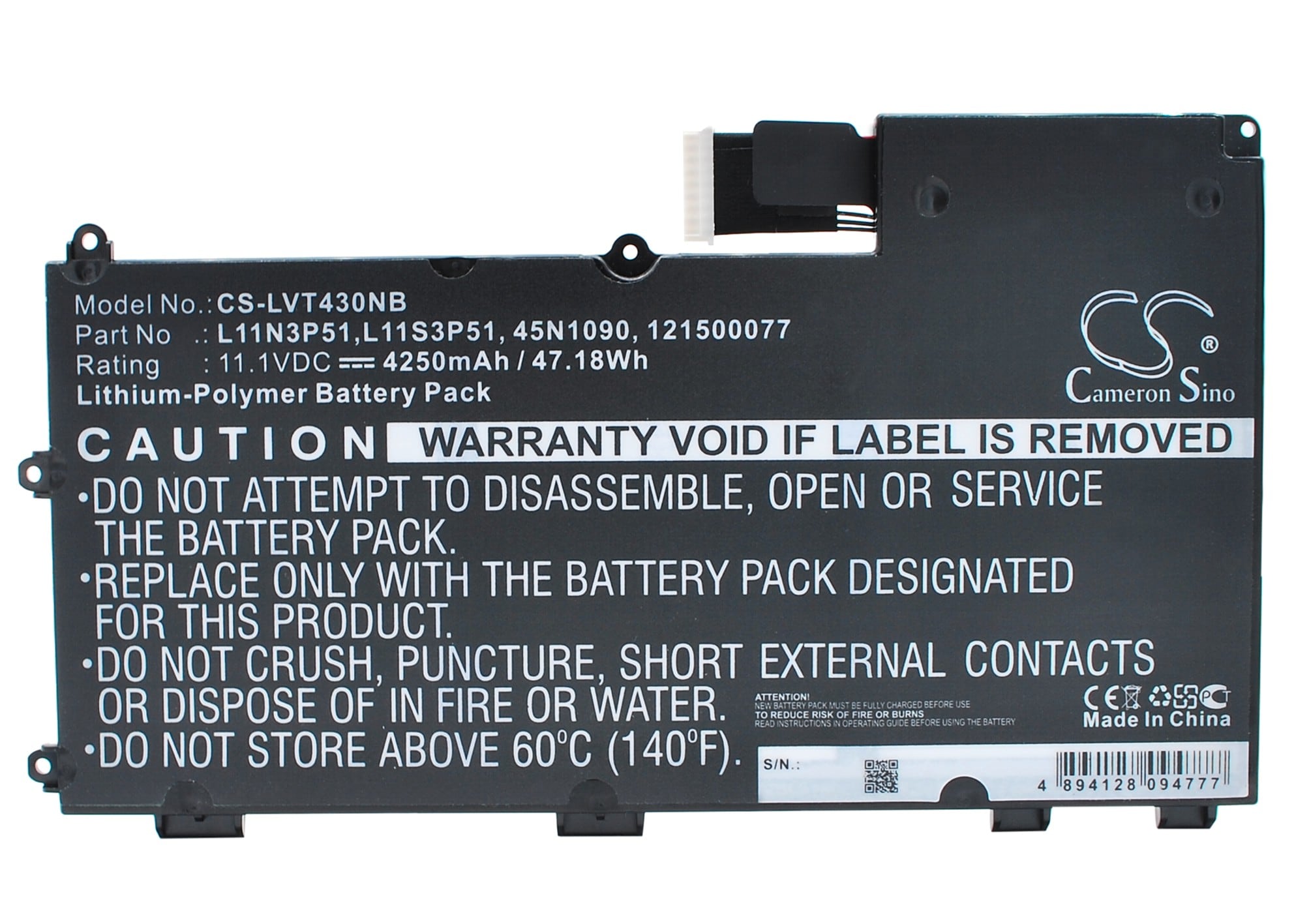 Batteri til notebook, bærbar computer til Lenovo Thinkpad T430u, 3351A64, 33512AC og andre.