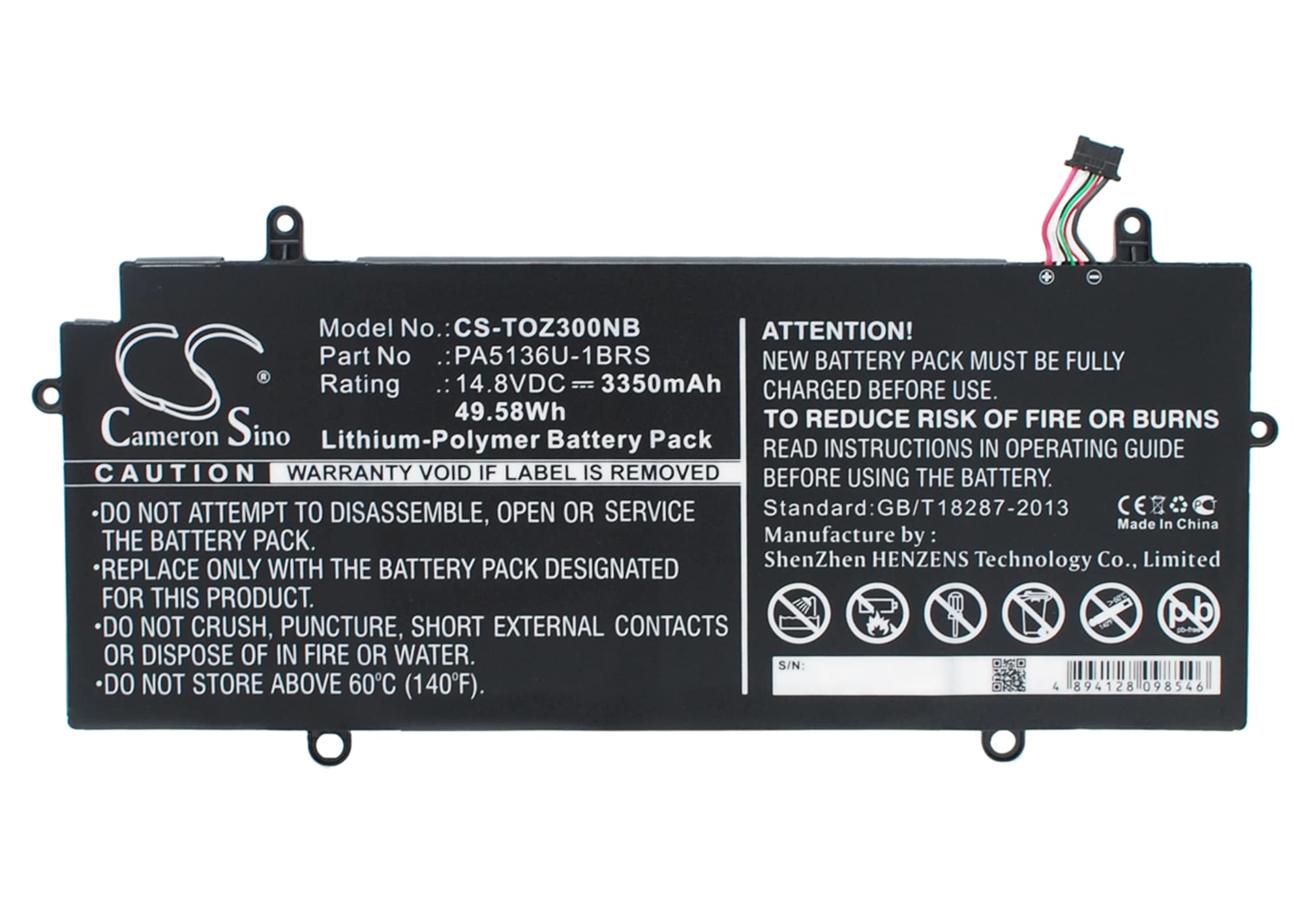 Batteri til notebook, bærbar computer til Toshiba Portege Z30, Portege Z30-A-12U og andre