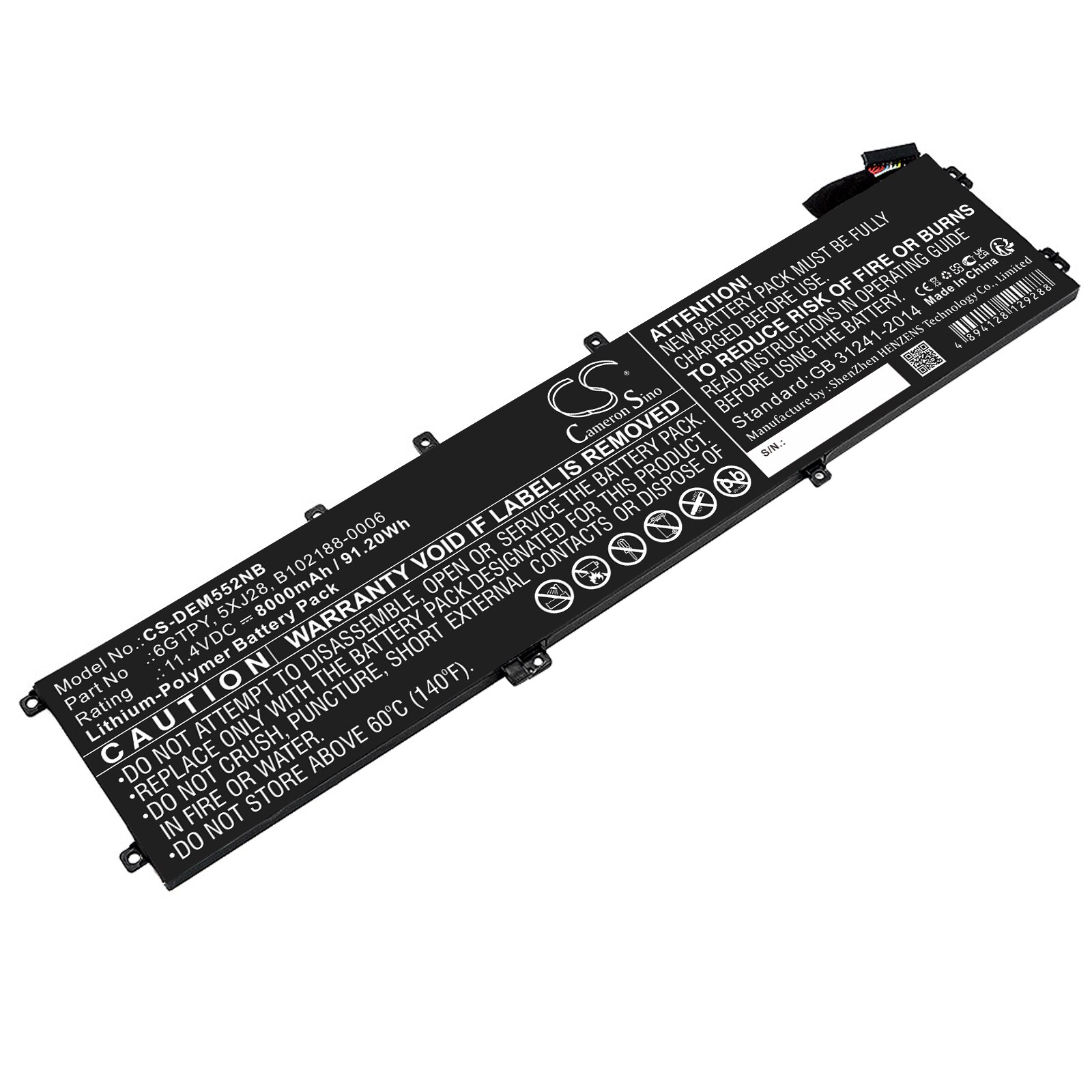 Batteri til notebook, bærbar computer til DELL XPS 15 9560, XPS 15 9560 i7-7700HQ og andre
