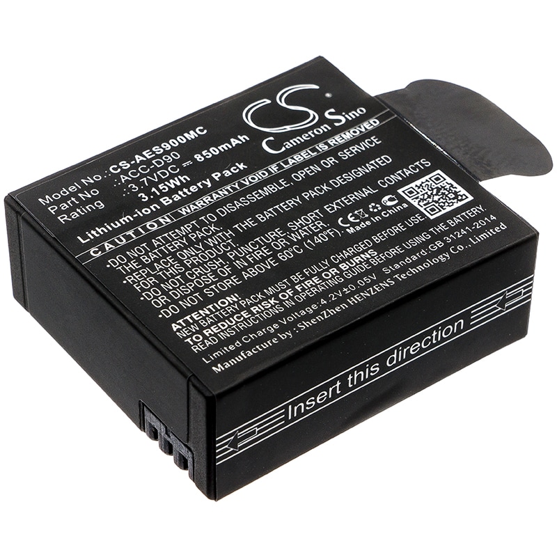 Batteri til kamera til AEE D90, S90, S91B osv.