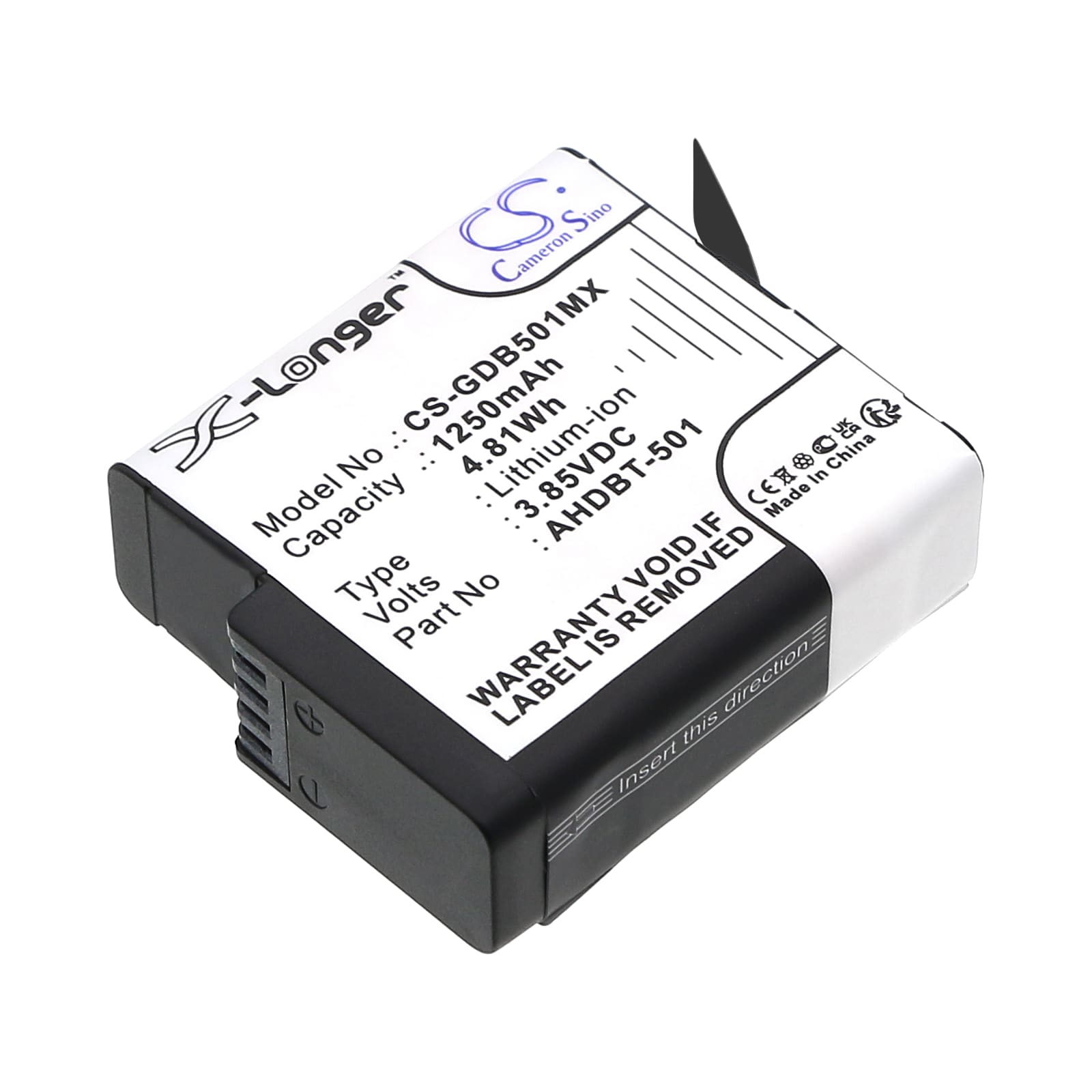 Batteri til kamera til GoPro Hero 5, CHDHX-501, ASST1 og andre.
