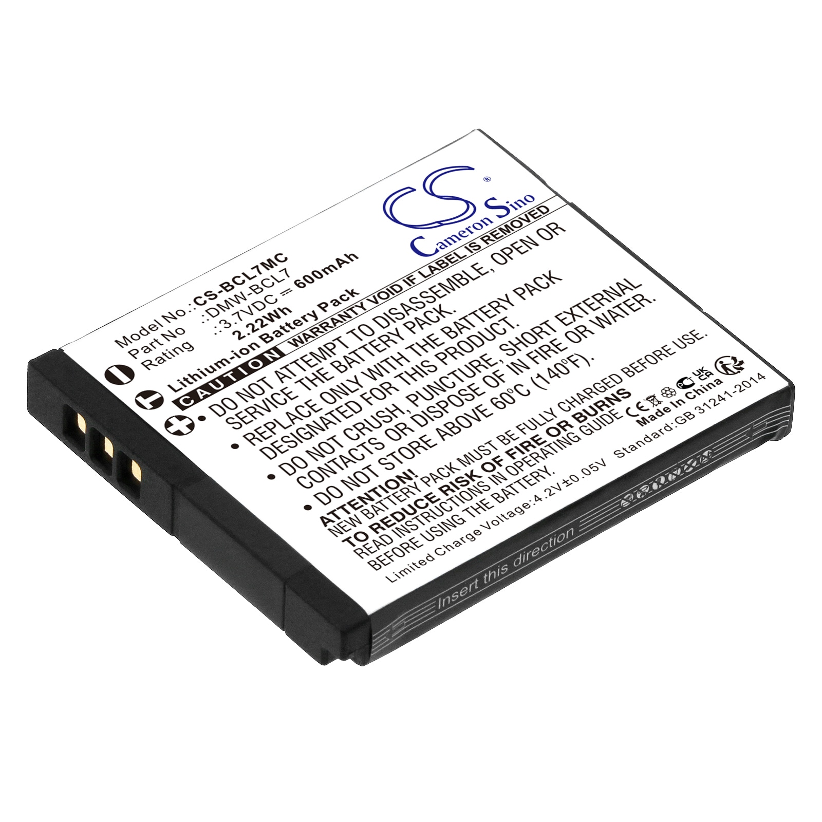 Batteri til kamera til Panasonic Lumix DMC-F5, Lumix DMC-F5K, Lumix DMC-FH10 og andre.