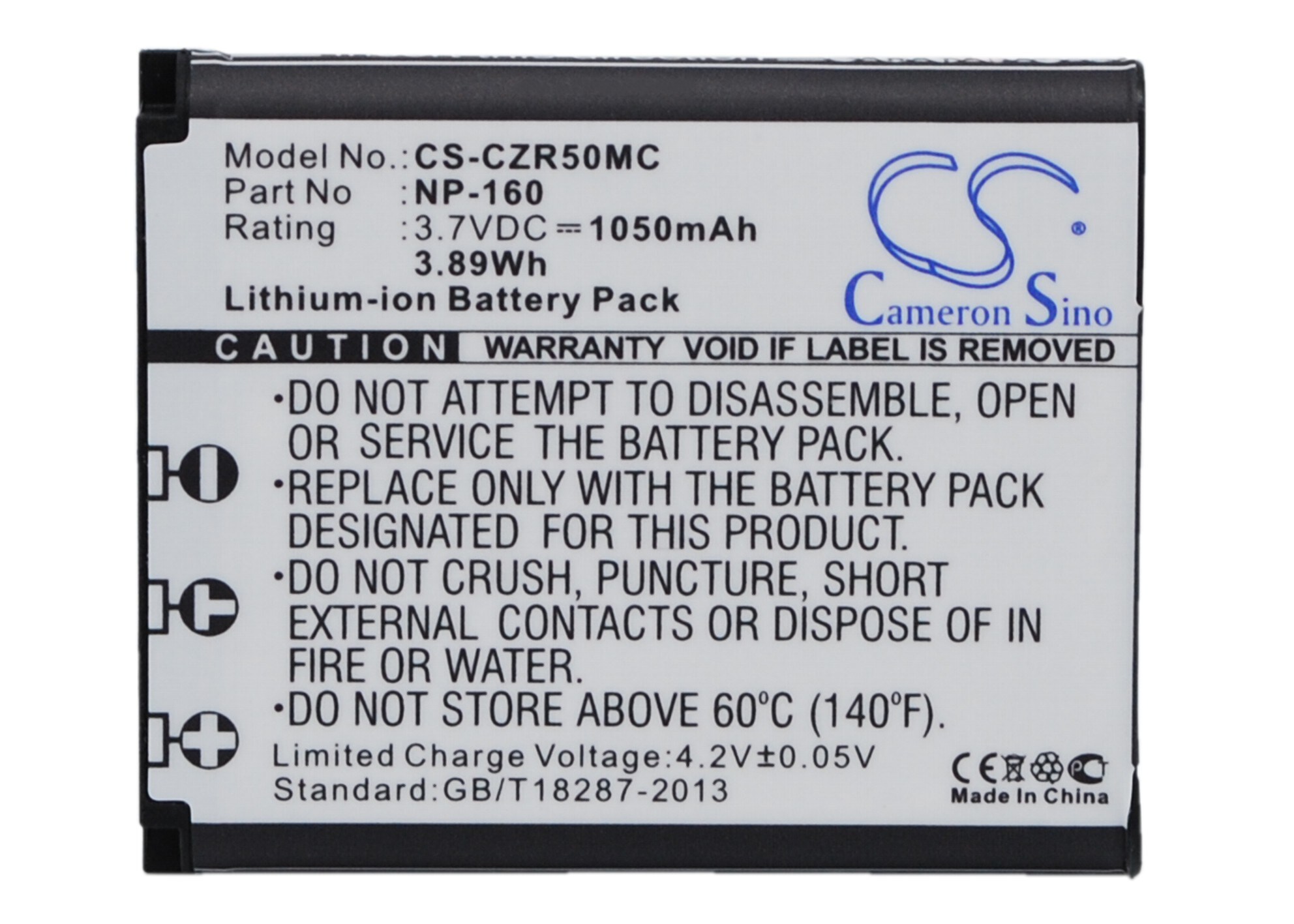 Batteri til kamera til Casio Exilim EX-ZR50, Exilim EX-FC500, Exilim EX-ZR55 osv.