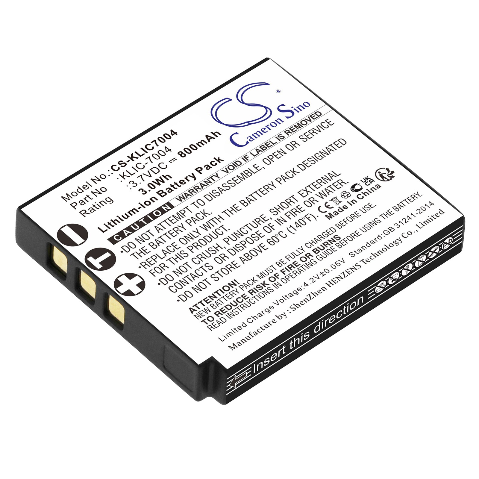 Batteri til kamera til Kodak EasyShare M1033, EasyShare V1233, Easyshare V1273 og andre.