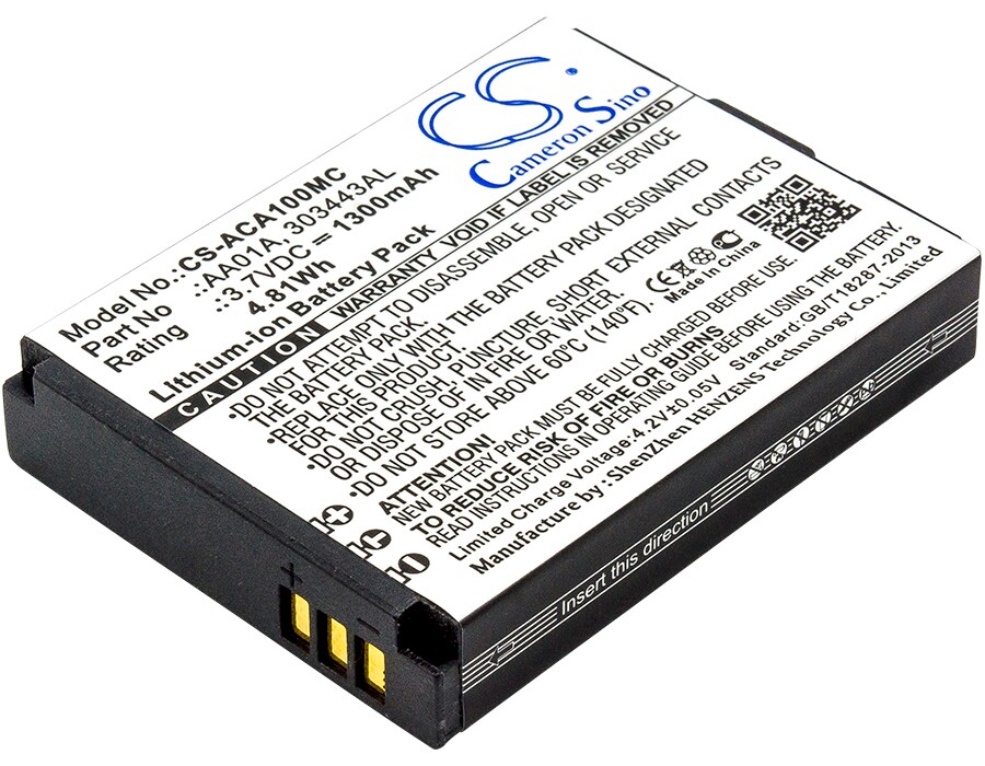 Batteri til kamera til ACTIVEON LX, DX, LKA10W-B og andre