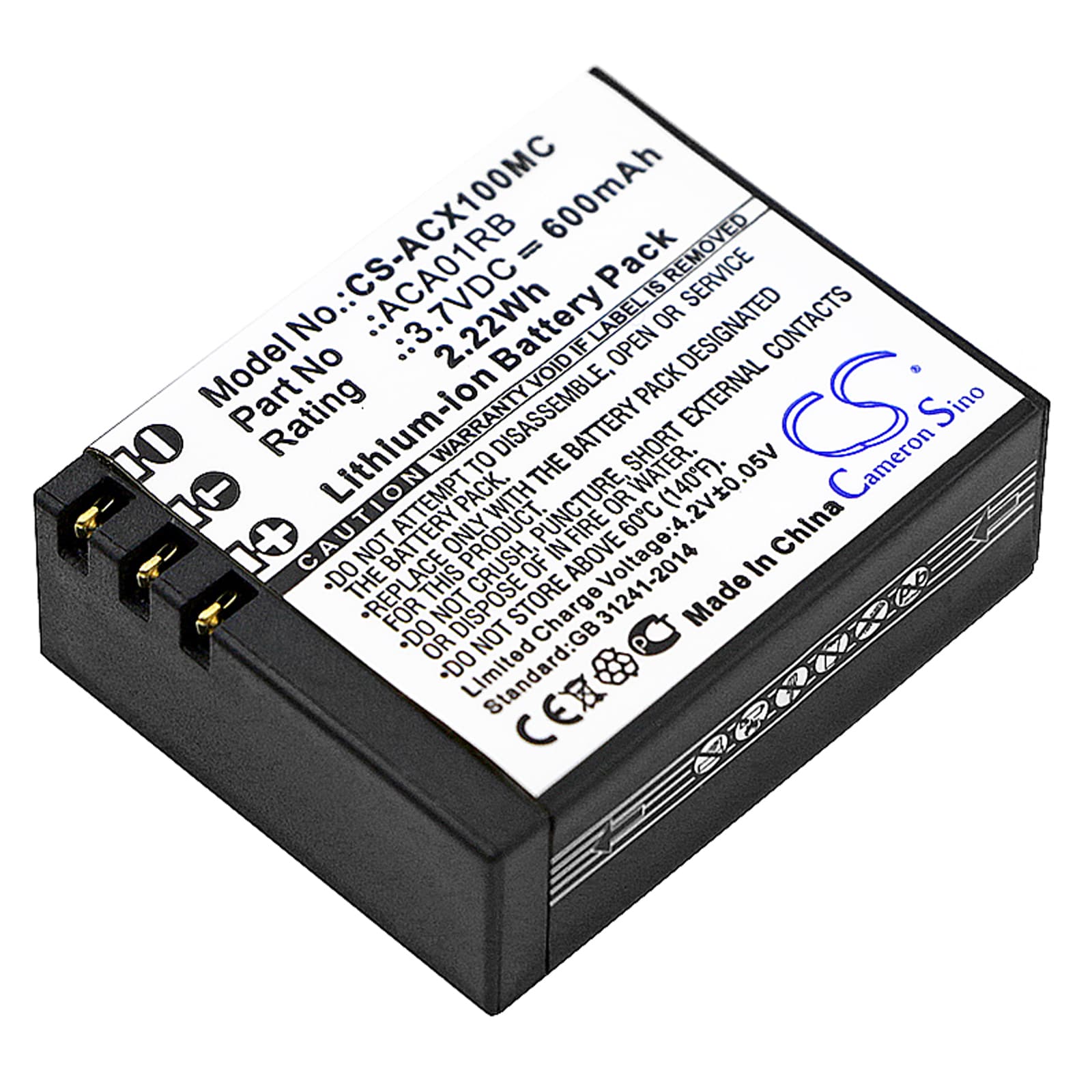 Batteri til kamera til ACTIVEON CX, CX HD, CX Gold