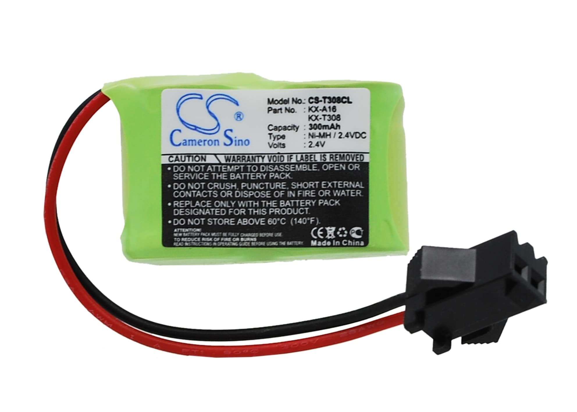 Batteri til trådløs telefon til Panasonic KX-A16, KX-T1232, KX-T308 og andre.