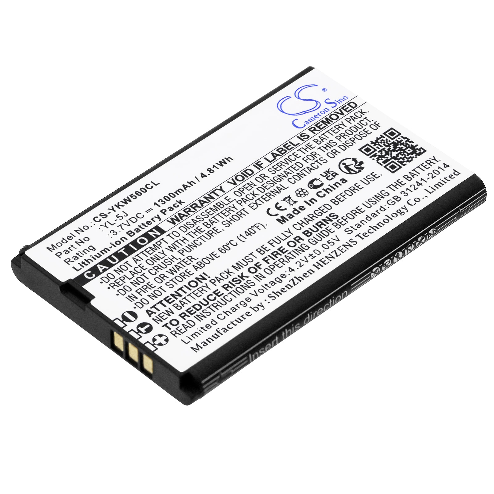 Batteri til trådløs telefon til Yealink W56H, W56h/p, One Talk IP DECT osv.