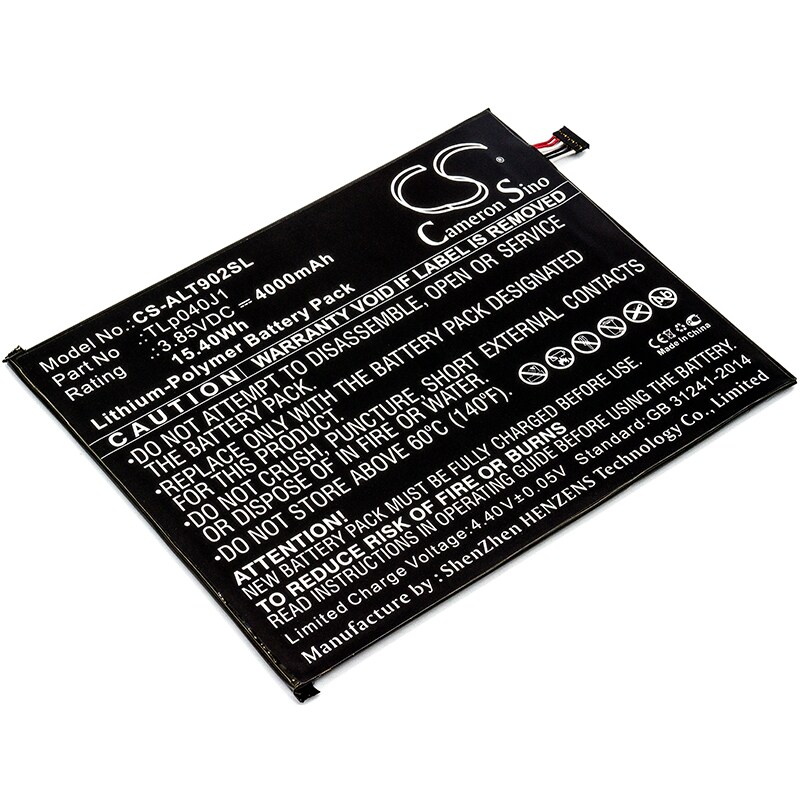 Tabletbatteri til Alcatel A30 Tablet, A30 Tablet 4G LTE, 9024W og andre.