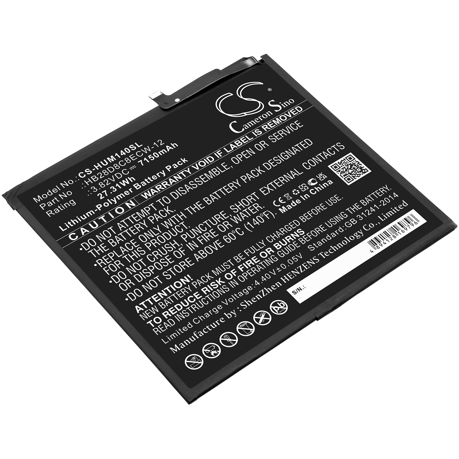 Batteri til tablet til Huawei MatePad 10.4 2020, BAH3-W09, BAH3-L09 og andre.