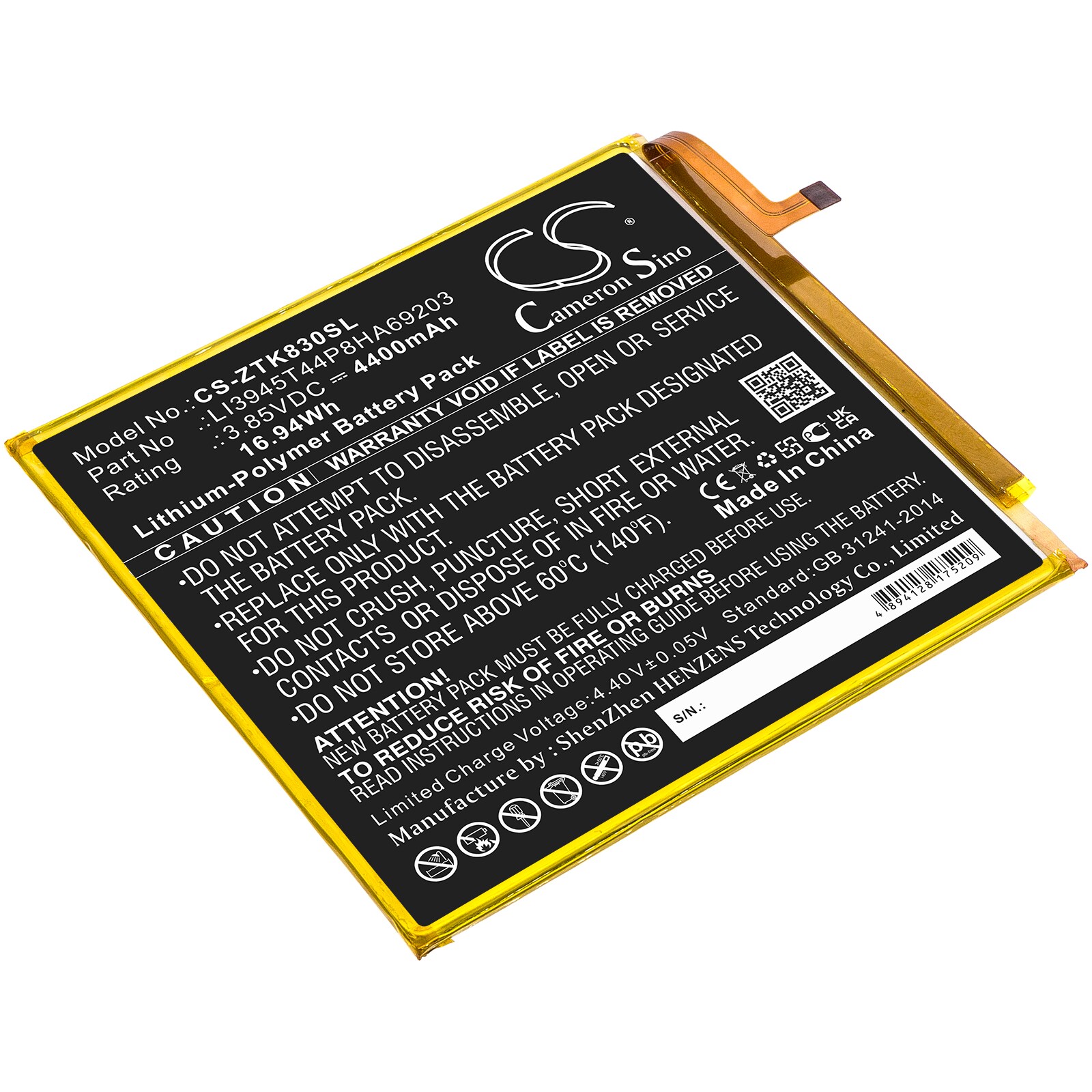 Tabletbatteri til ZTE Grand X View 2, Zpad 8, K83 og andre.