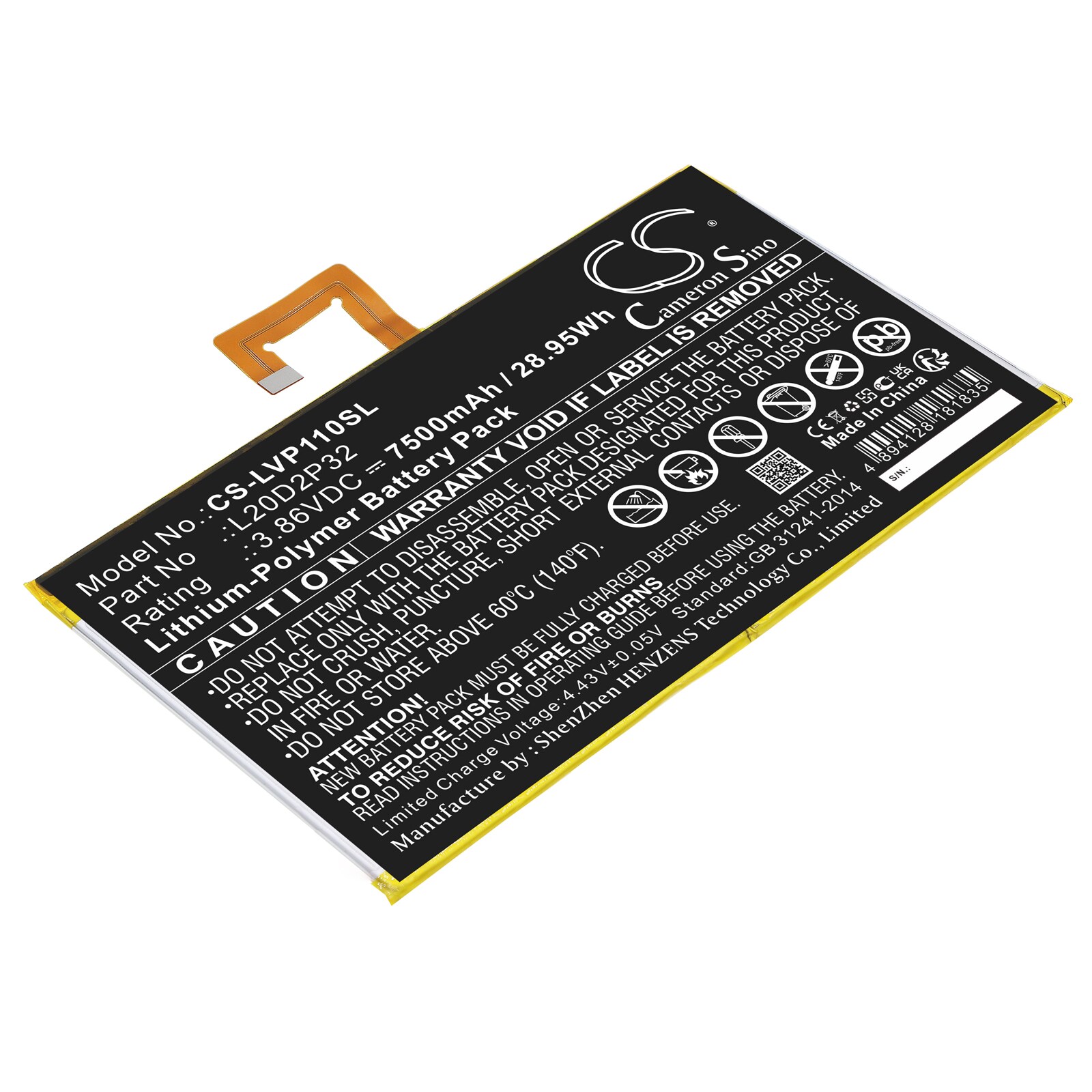Batteri til tablet til Lenovo Tab P11, TB-J606F, TB-J607Z og andre.