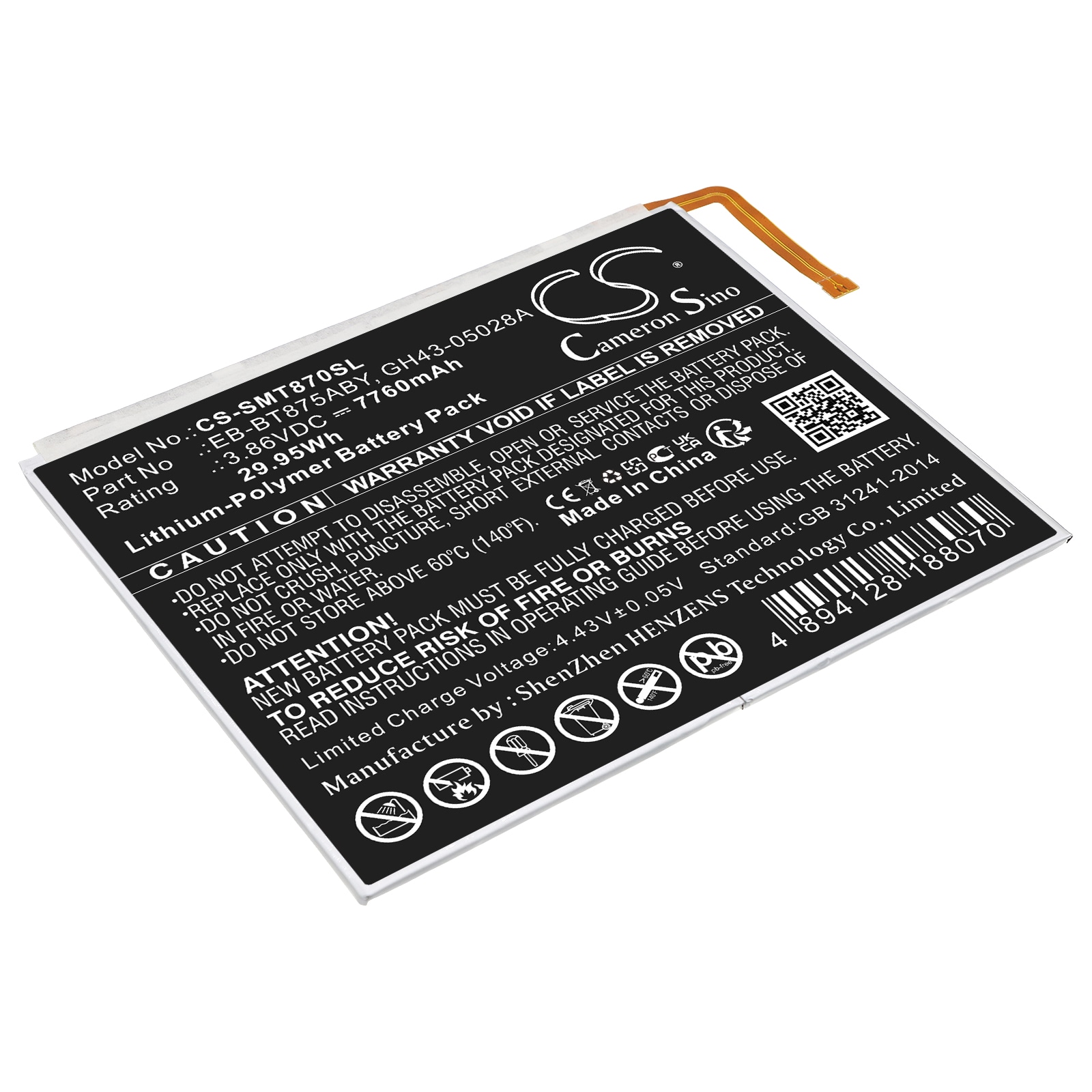 Batteri til tablet til Samsung SM-T870, SM-T875N, Galaxy Tab S7 11.0 og andre.