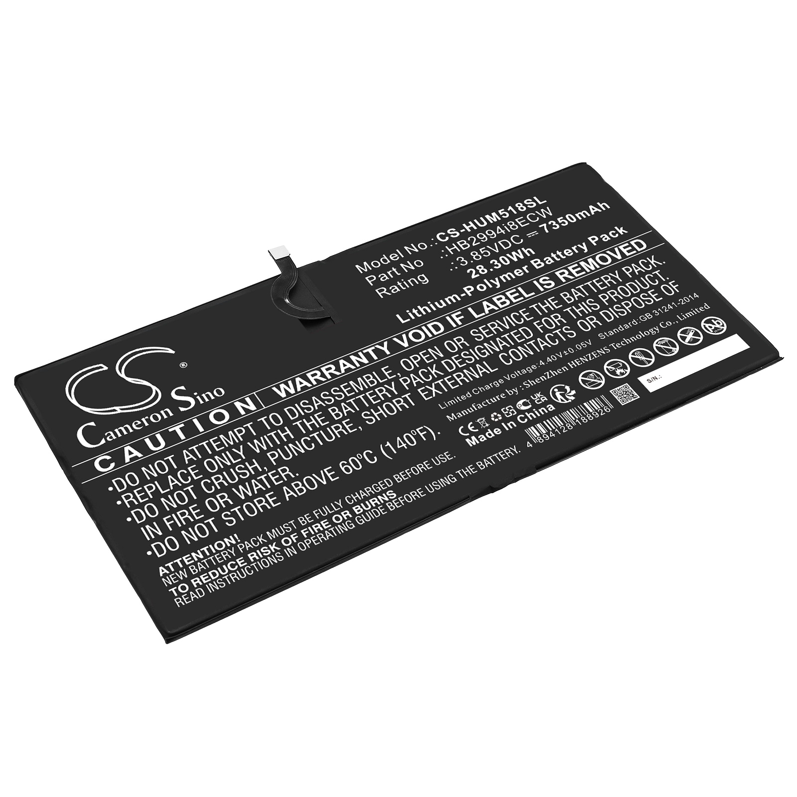 Batteri til tablet til Huawei MediaPad M5 10.8, CMR-AL09, MediaPad M5 Pro 10.8 og andre.