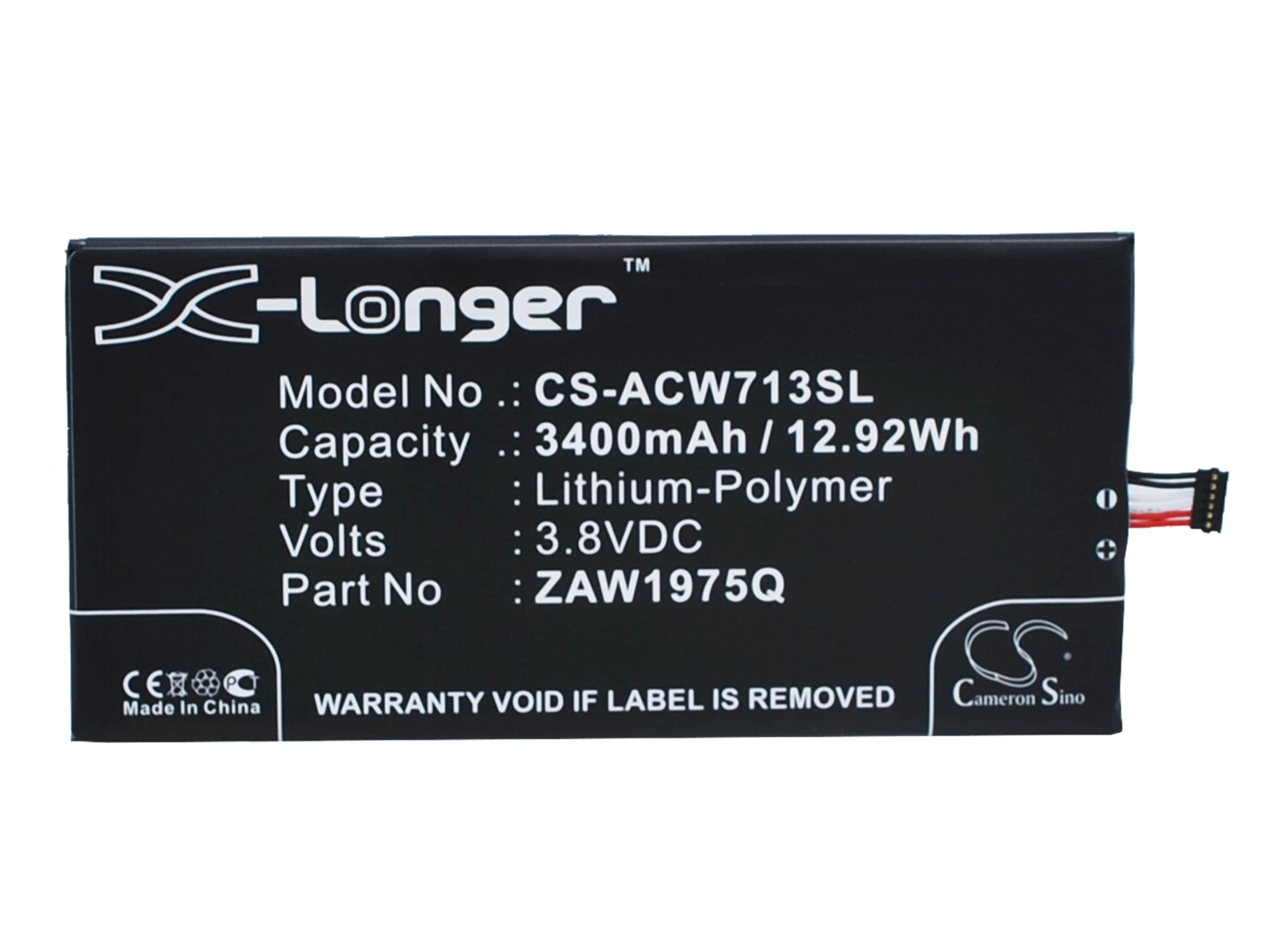 Batteri til tablet til Acer Iconia Tab 7, A1-713, A1-713HD