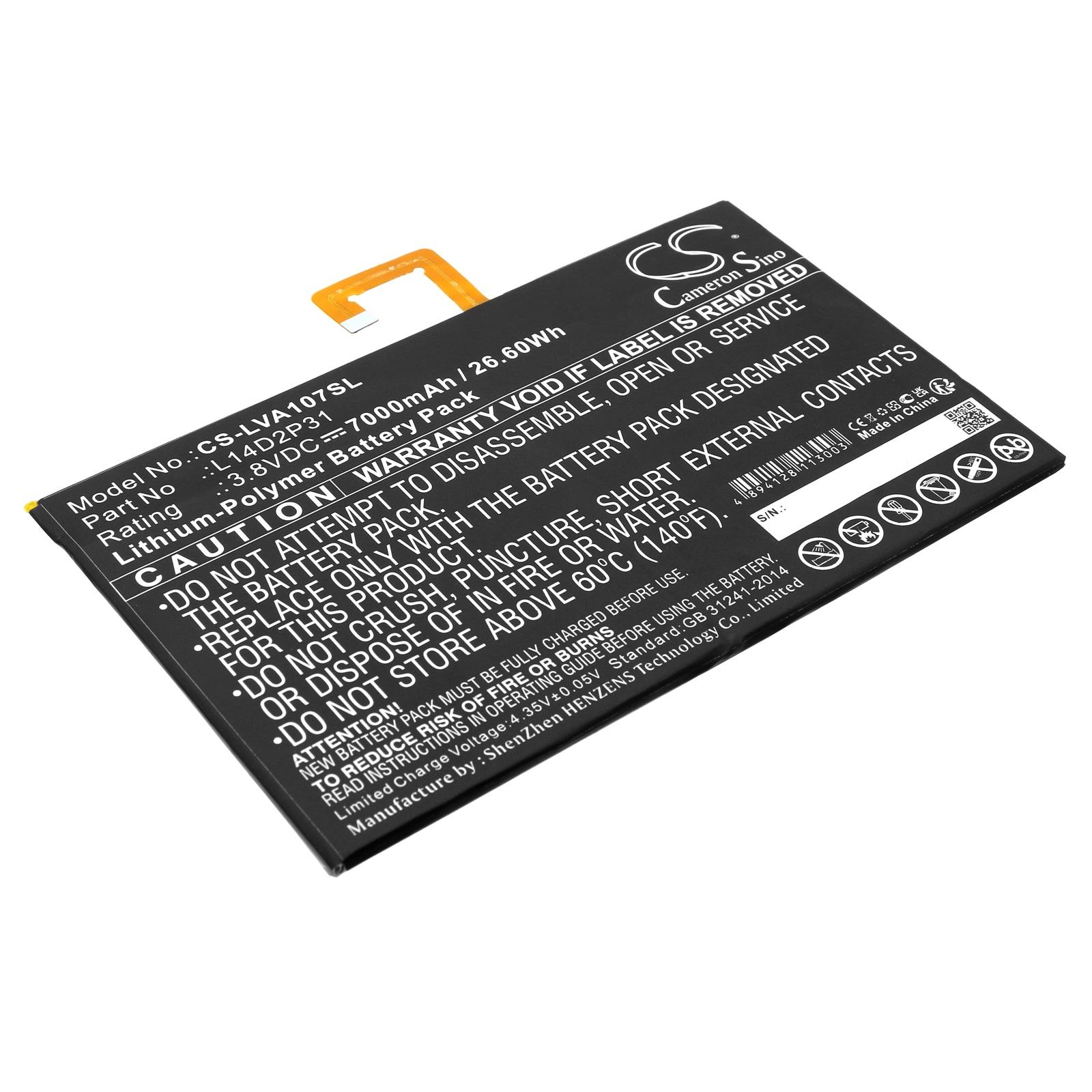 Batteri til tablet til Lenovo Tab 2 A10-70, Tab 2 A10-70F, A10-70 og andre.