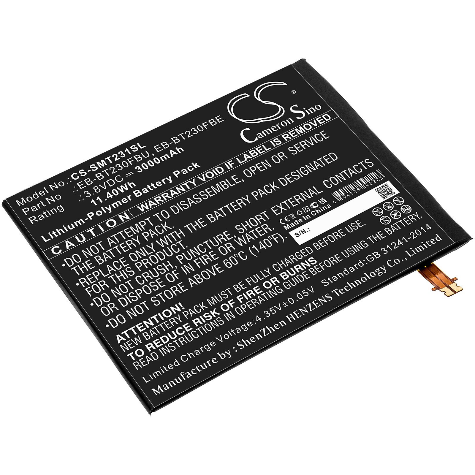 Batteri til tablet til Samsung SM-T230NU, Galaxy Tab4 7.0, SM-T239C og andre.
