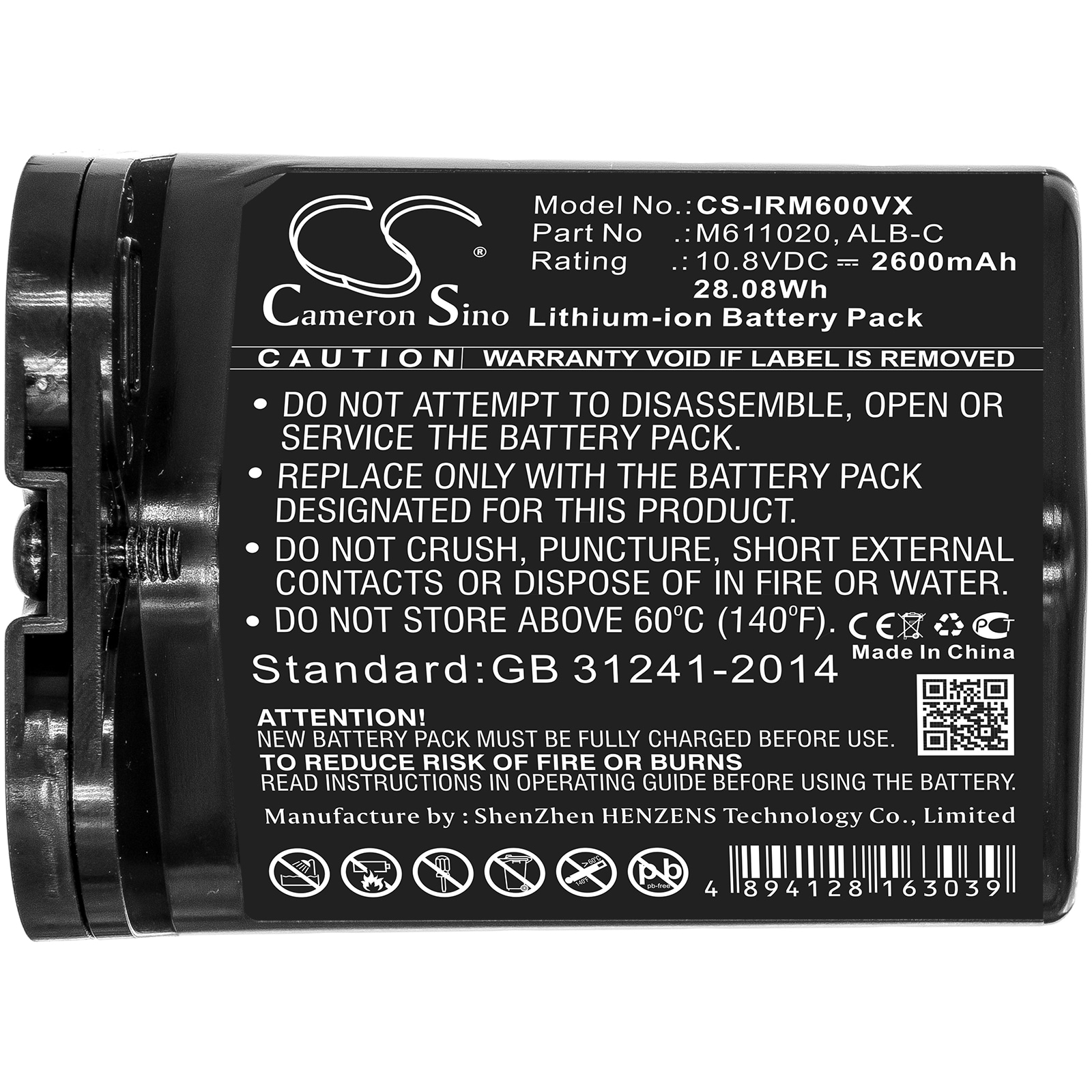 Batteri til støvsuger til iRobot Braava Jet M6, M611020, M612880 og andre.