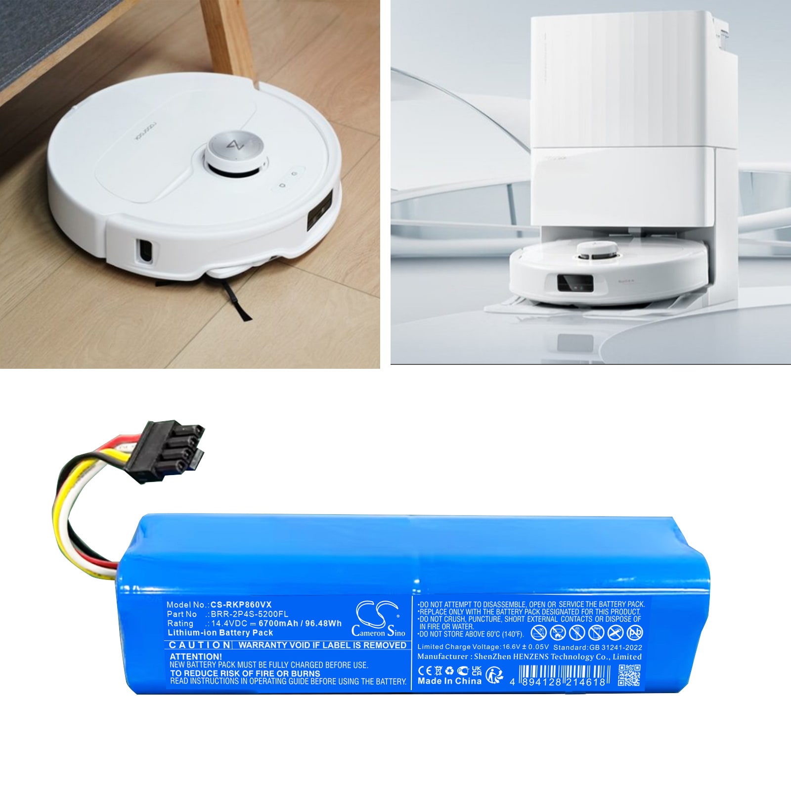 Batteri til støvsuger til Roborock A8600RR, P10 Pro, Q5 Pro osv.