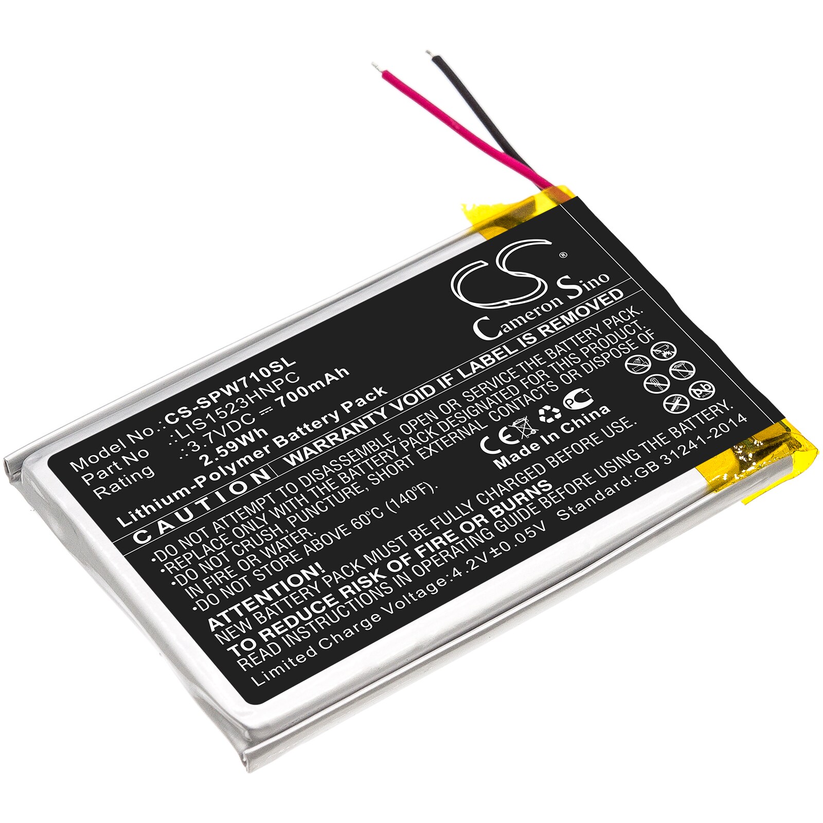 Batteri til trådløst headset til Sony Platinum Wireless 7.1, CECHYA-0090
