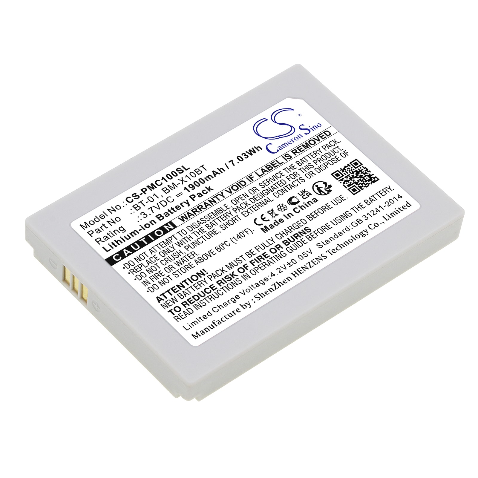 Batteri til Pliant MicroCom XR trådløst headset, 00004394, 00004445 og andre