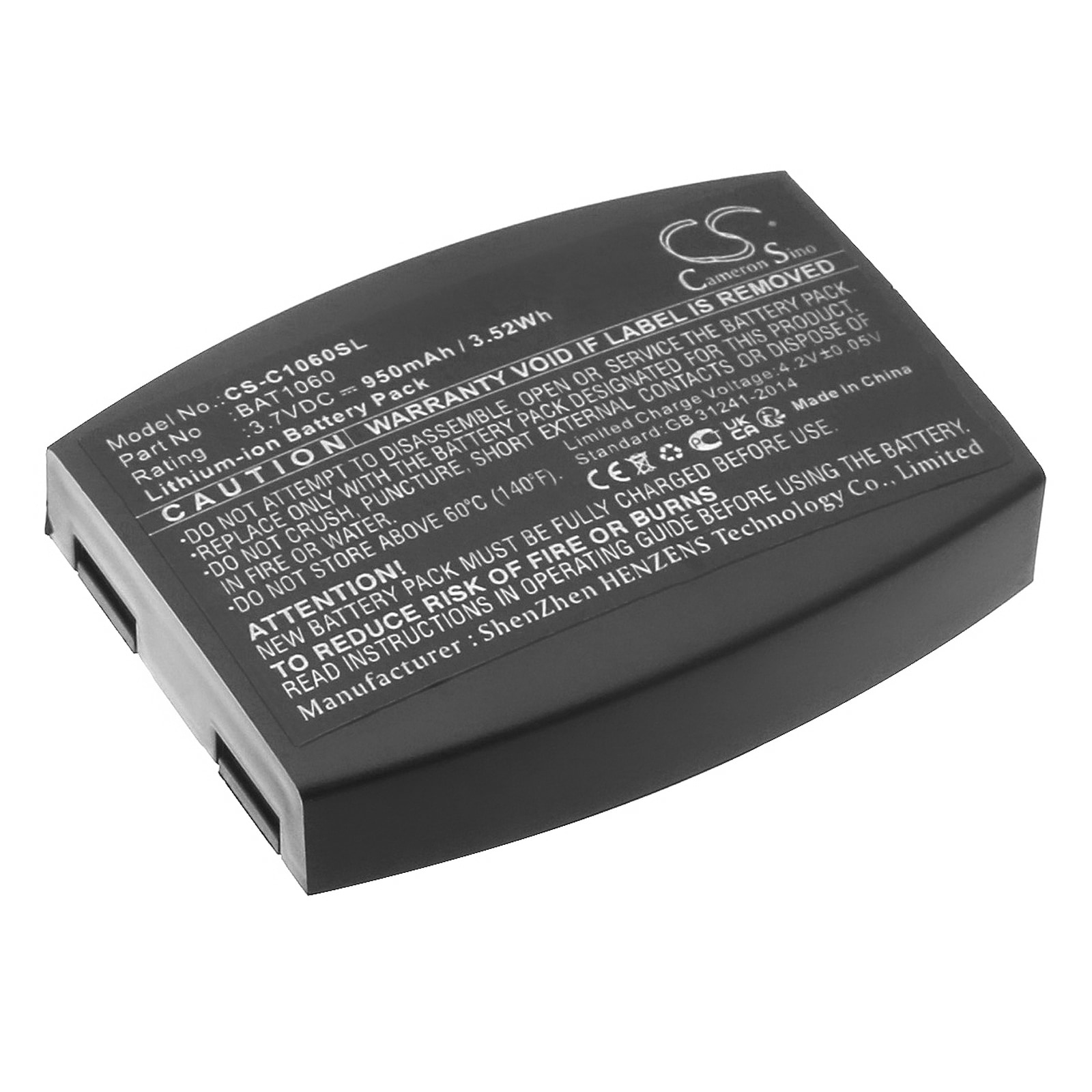 Batteri til trådløst headset til 3M C1060, C1060 Wireless Intercom, RF1060 og andre