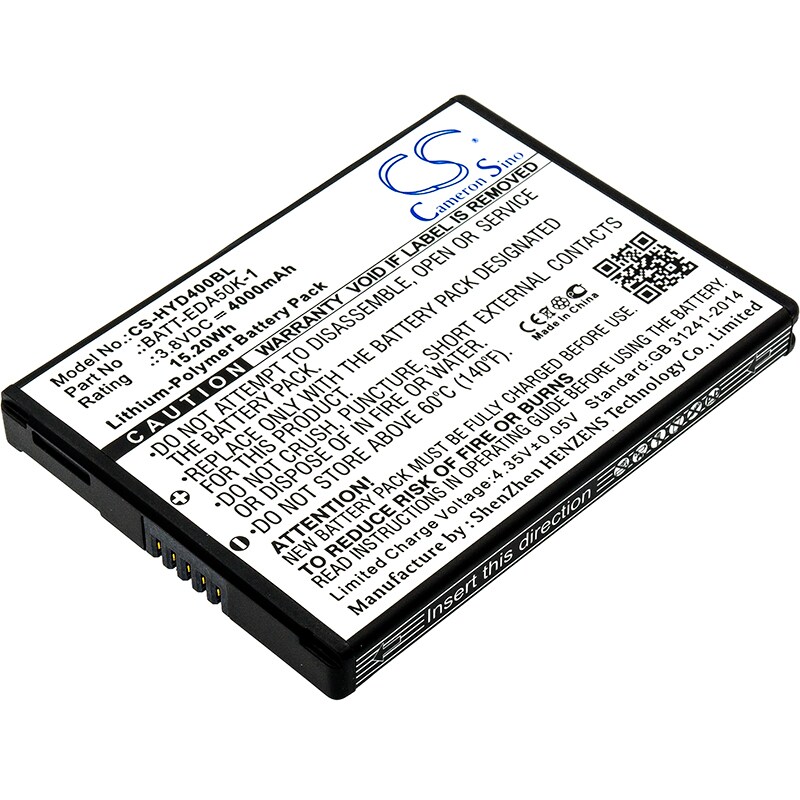 Batteri til stregkodescanner til Honeywell Scanpal EDA50K, Scanpal EDA40, EDA50 og andre.