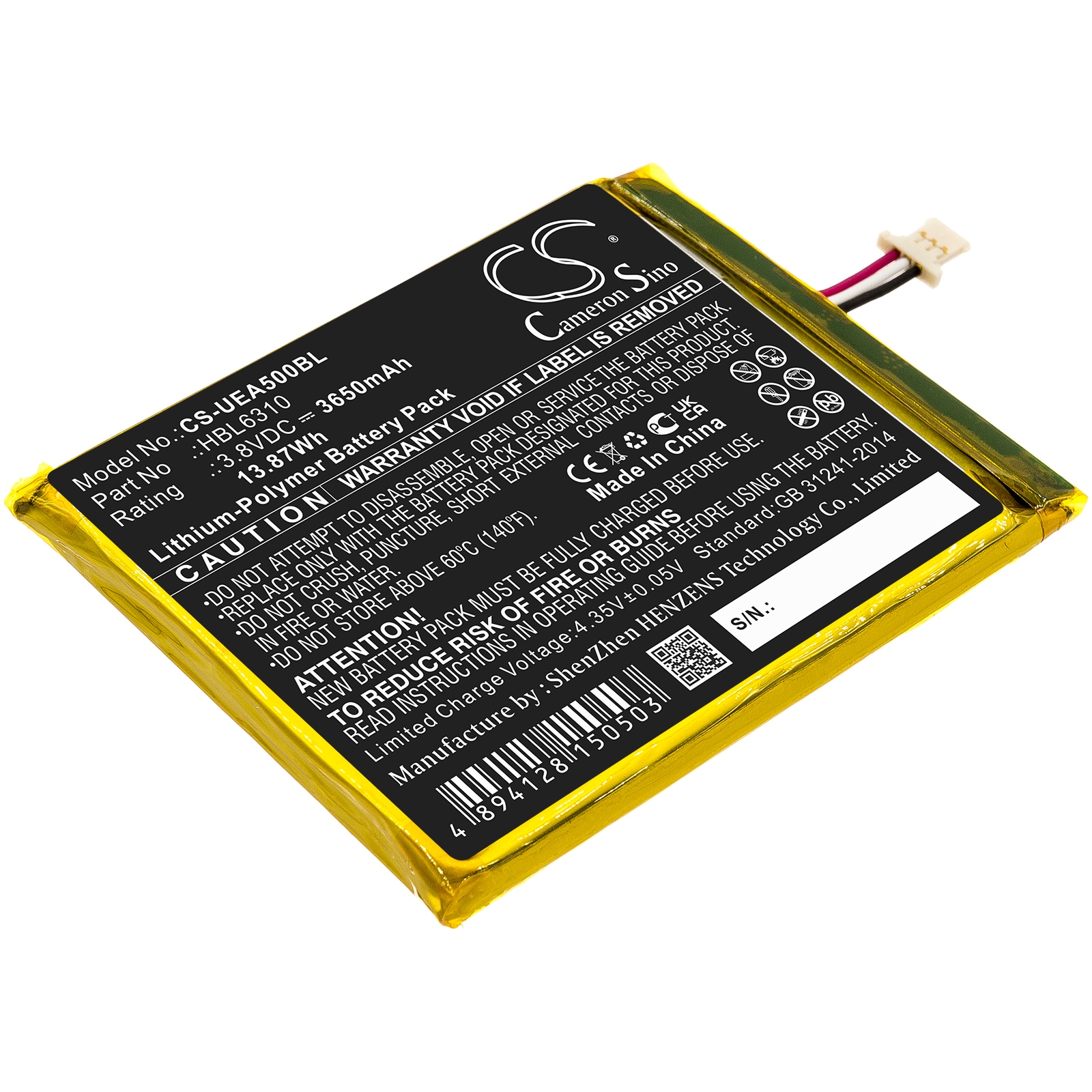 Batteri til stregkodescanner til Unitech EA500, EA502, EA506 osv.
