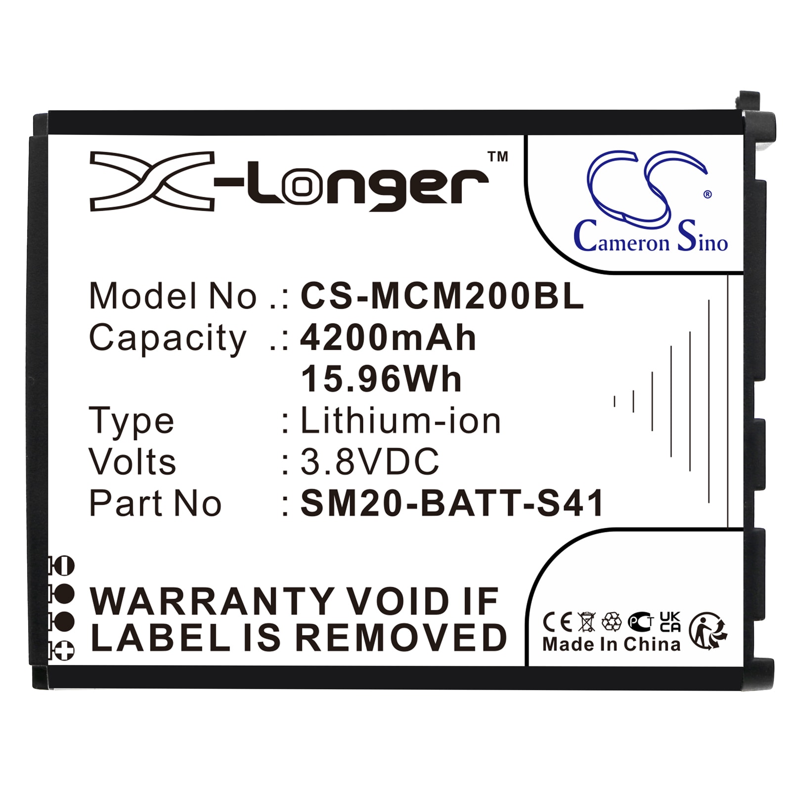 Batteri til stregkodescanner til M3 Mobile SM20, SM20 X
