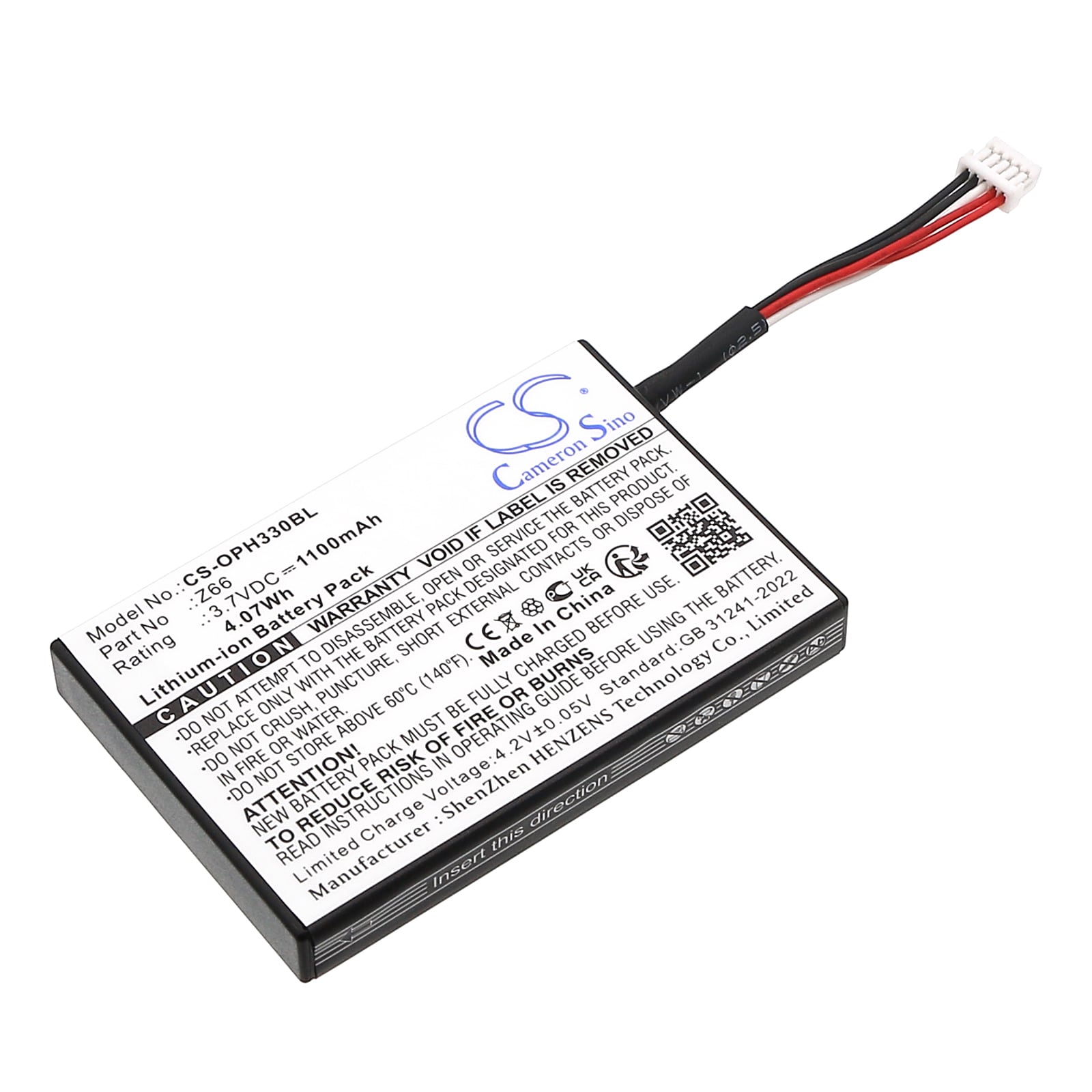 Batteri til stregkodescanner til Opticon OPR-3301, OPI-3301, OPI-3301i og andre.