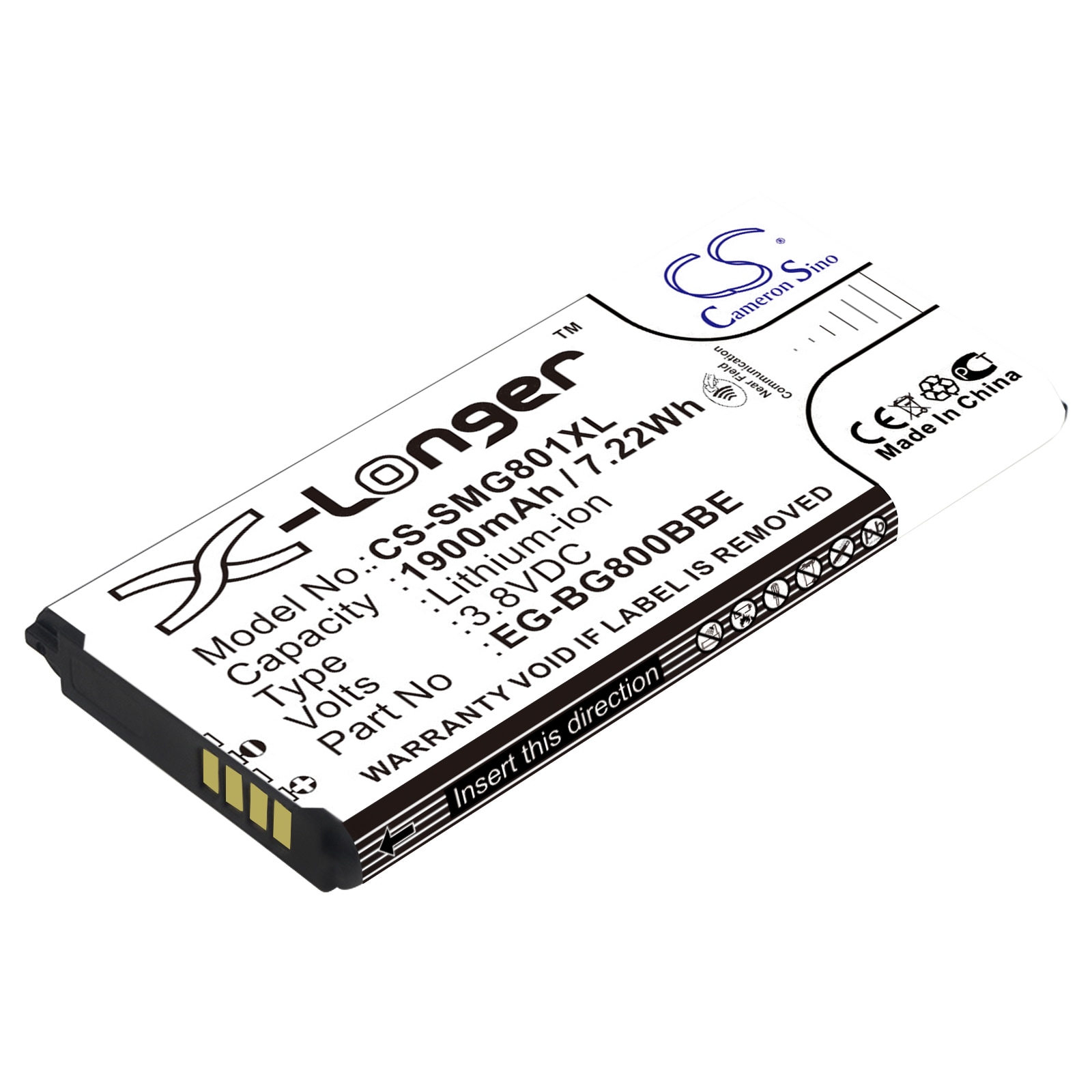 Batteri til SmartPhone, Mobil til Samsung Galaxy S5 Mini, SM-G800F, SM-G800Y og andre.