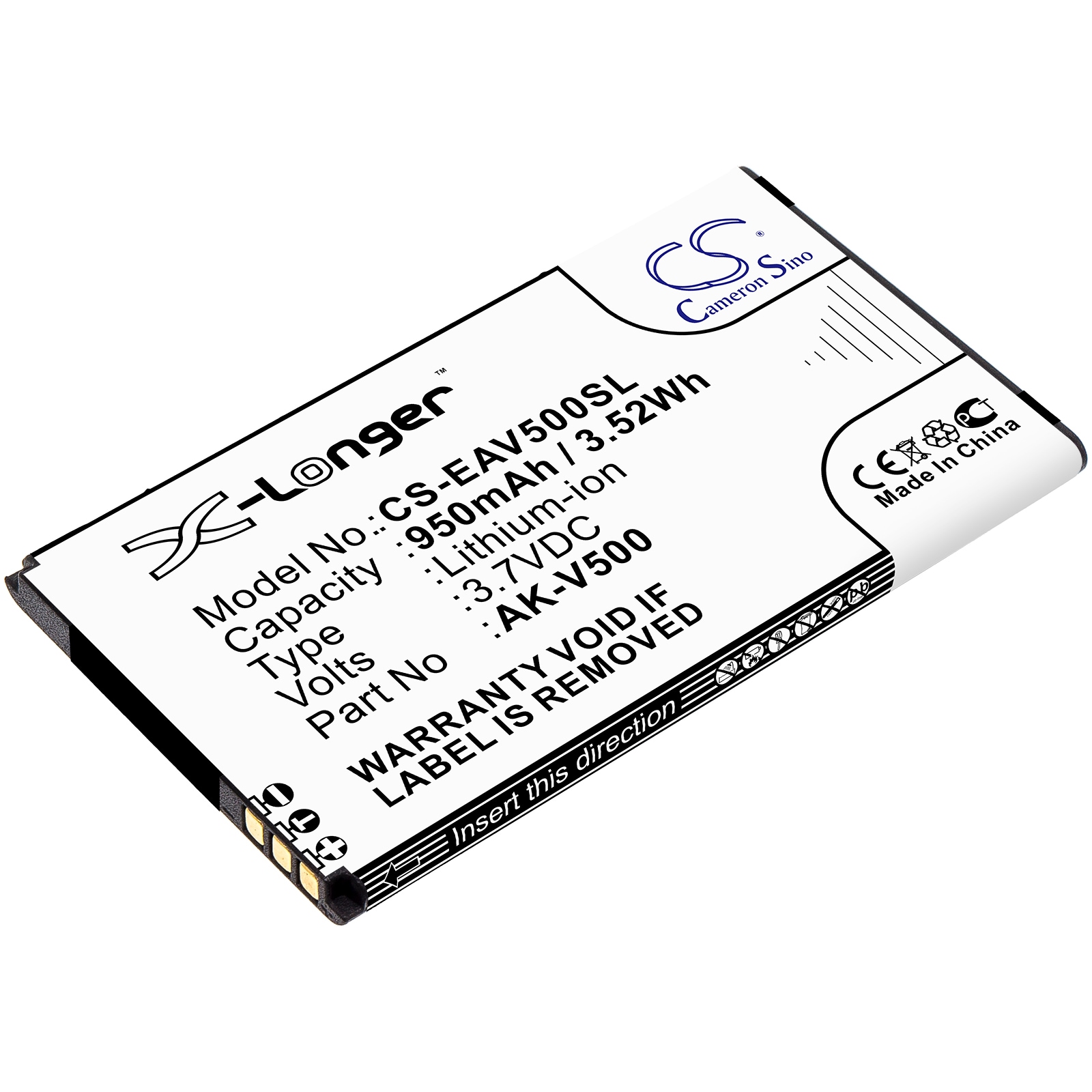 Batteri til SmartPhone, mobil til Emporia Prime, Prime V500.3G, Prime V500 osv.