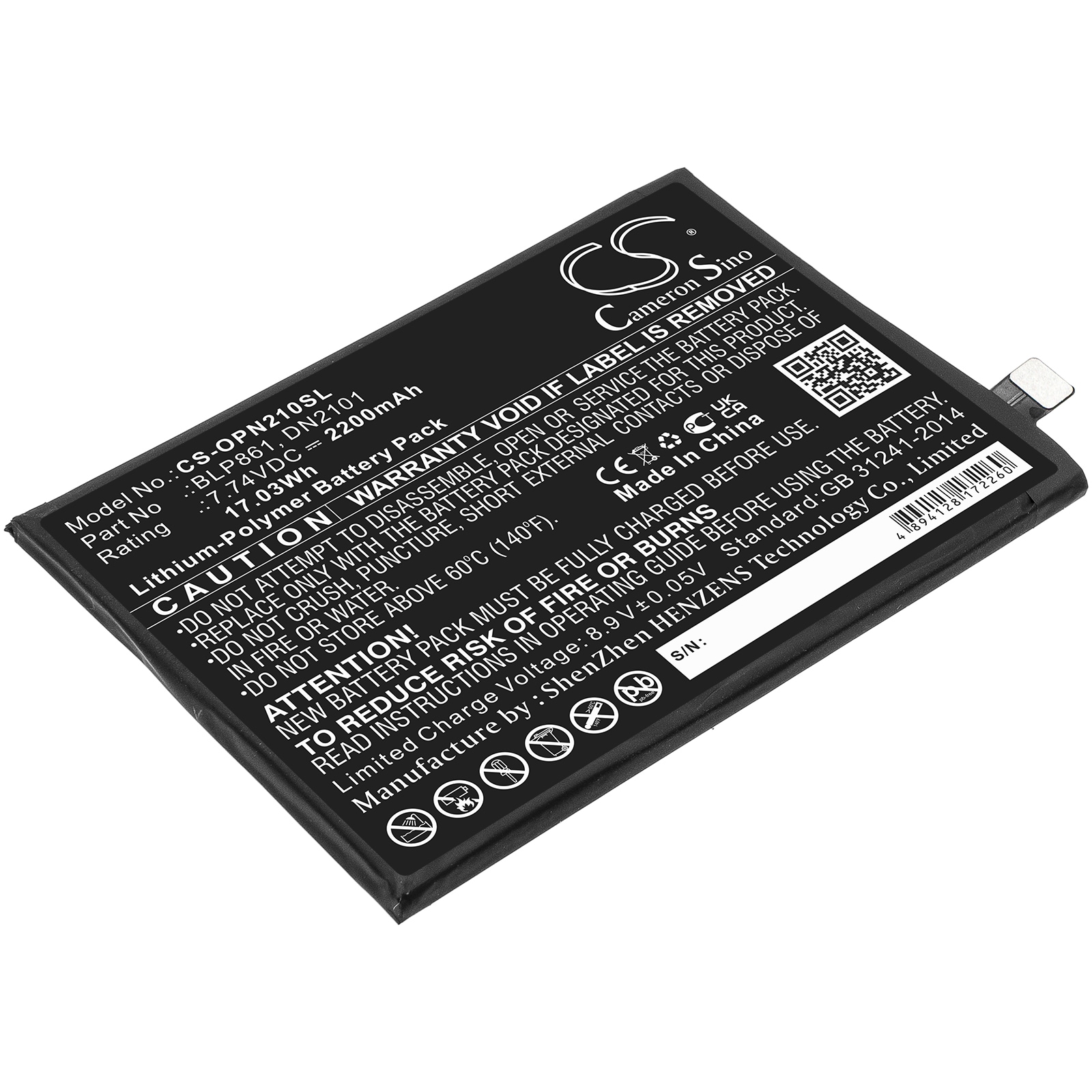 Batteri til SmartPhone, mobil til Oneplus EB2101, 9RT 5G, MT2111 og andre.