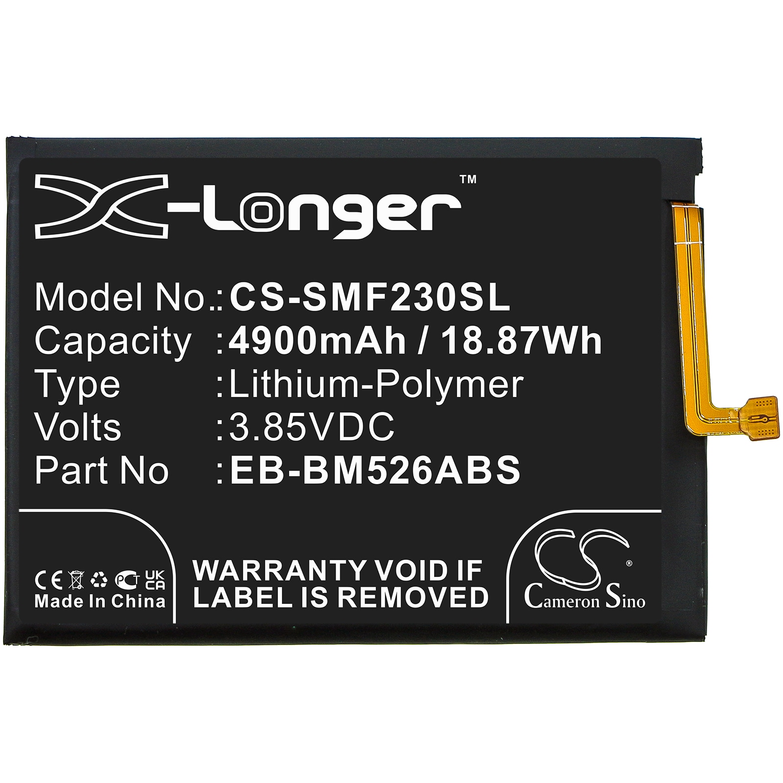 Batteri til SmartPhone, Mobil til Samsung Galaxy M23 5G, Galaxy F23 5G, SM-A235F og andre.