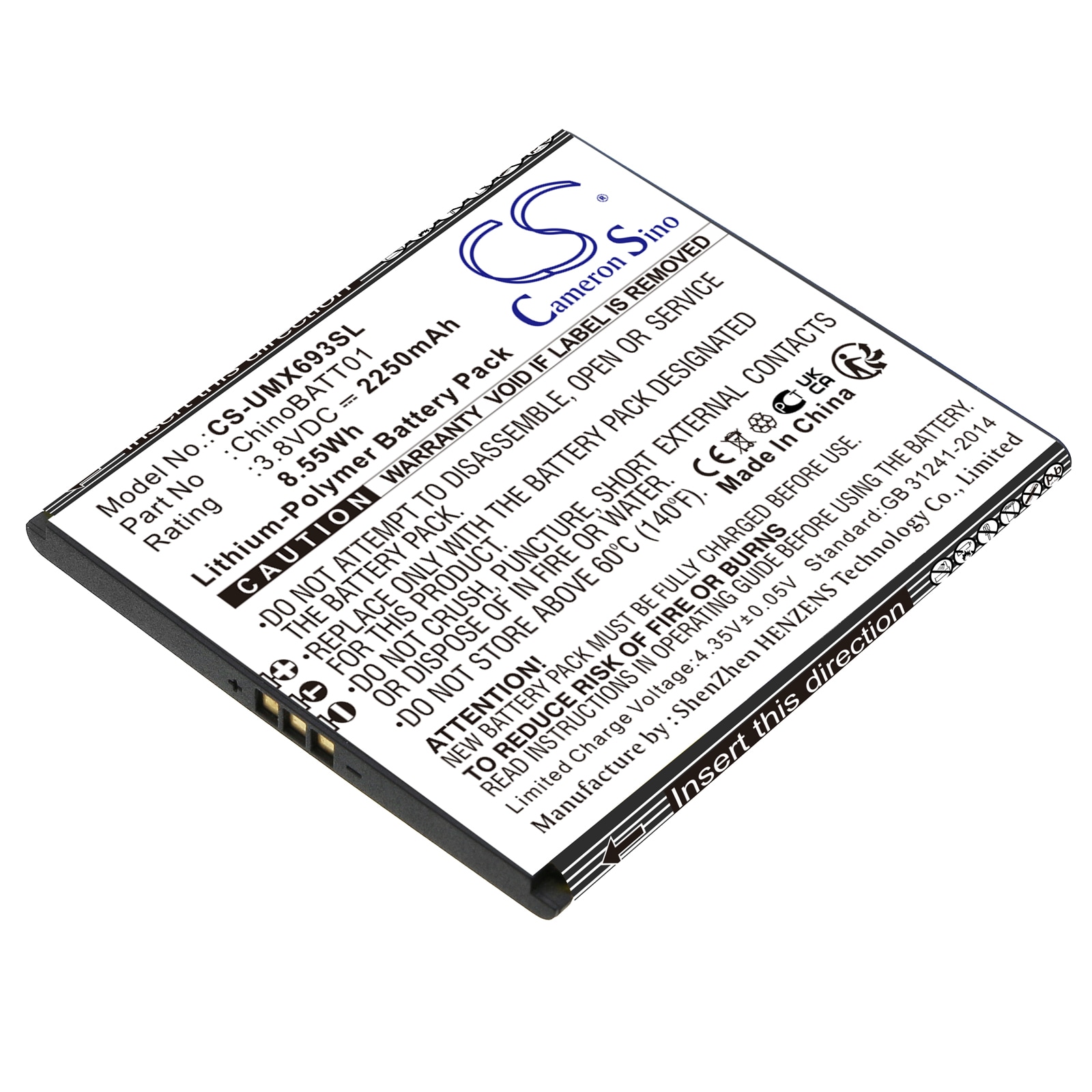 Batteri til SmartPhone, Mobil til UMX Unimax U693CL, U683CL, Unimax U683CL og andre.
